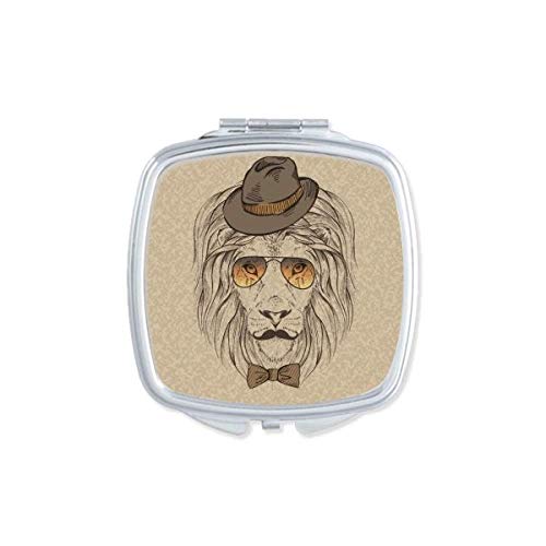 DIYthinker British Style Gentle Lion Hat Bow Tie - Portable Compact Pocket Makeup Mirror with Double Sided Glass - Perfect for Travel, Home, and Office Use