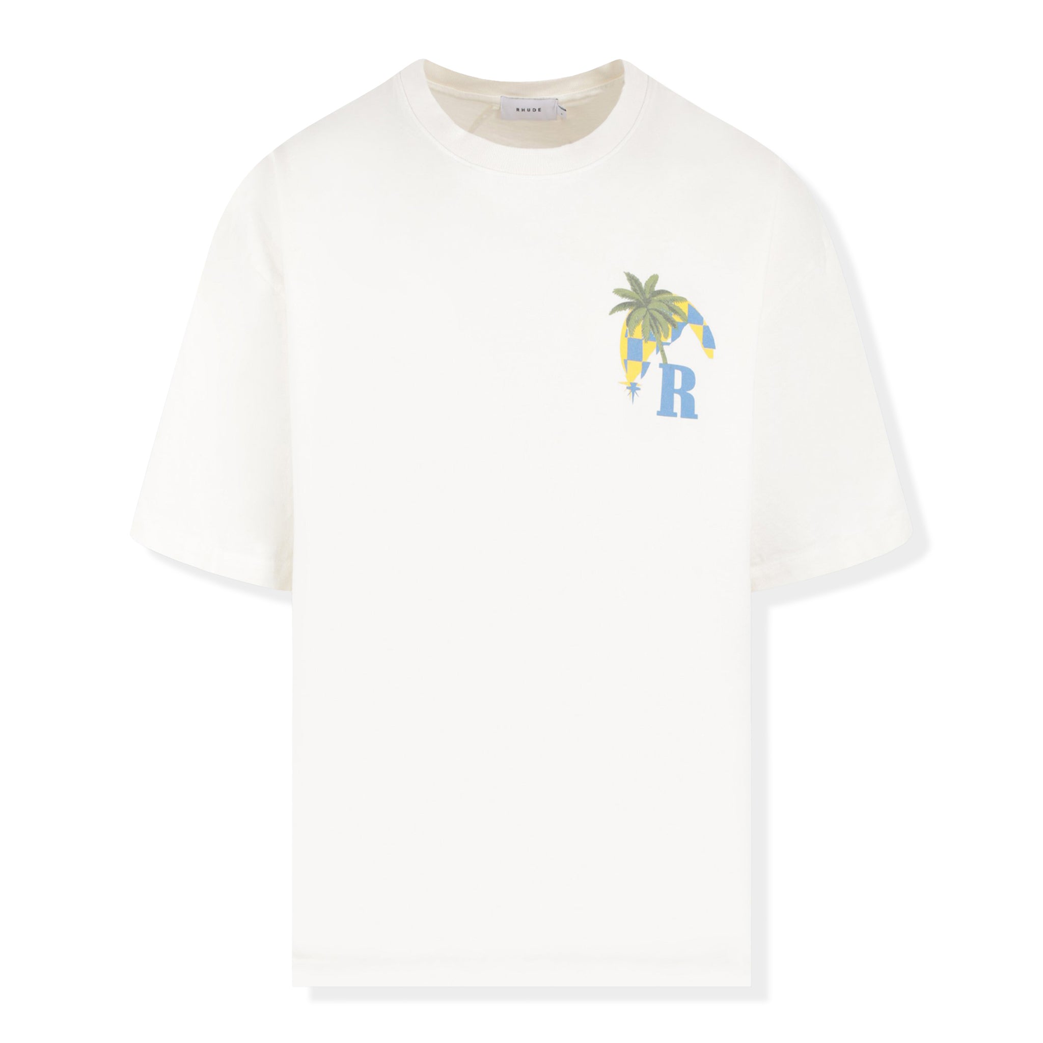 Vintage Rhude Moonlight Tropics Print Oversized White T-Shirt for Men | Retro Graphic Tee | Streetwear Fashion | Perfect for Casual Wear, Music Festivals & Summer Outfits