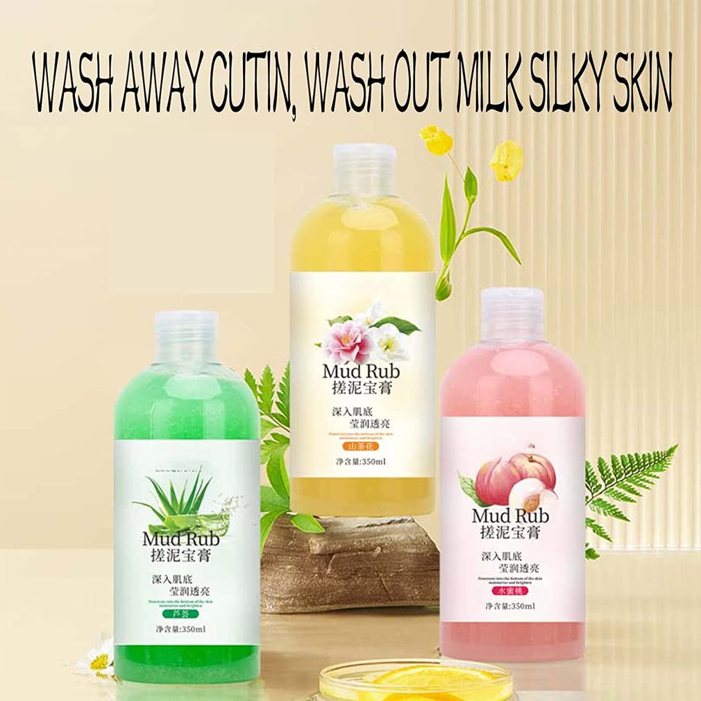 Ginbi Mud Scrub for Skin - 350ml Exfoliating Rubbing Mud Gel, Deep Cleansing Body Wash to Remove Dead Skin & Dirt | Best Mud Scrub for Spa, Shower & Home Skincare Routine (Pink)