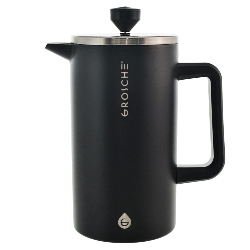 Grosche DUBLIN 34oz/1000mL Stainless Steel Double Walled French Press Coffee Maker - Black | Insulated & Durable for Home, Office & Camping Use