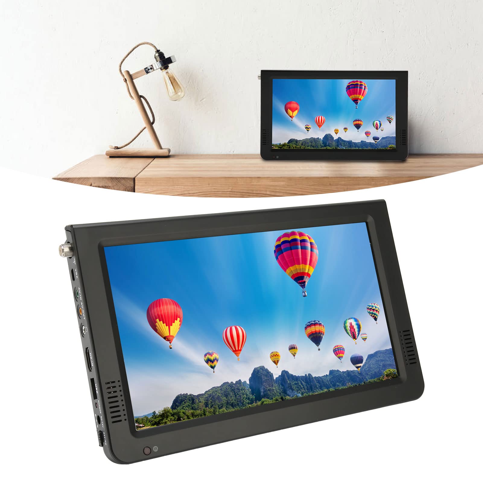 10 Inch Portable TV with Antenna - 1024X600 HD Mini Car TV with ATSC Tuner, Supports VGA/HDMI/AV/PC/Headset/USB - Ideal for Road Trips, Camping & Emergency Use (48.25MHz-863.25MHz)