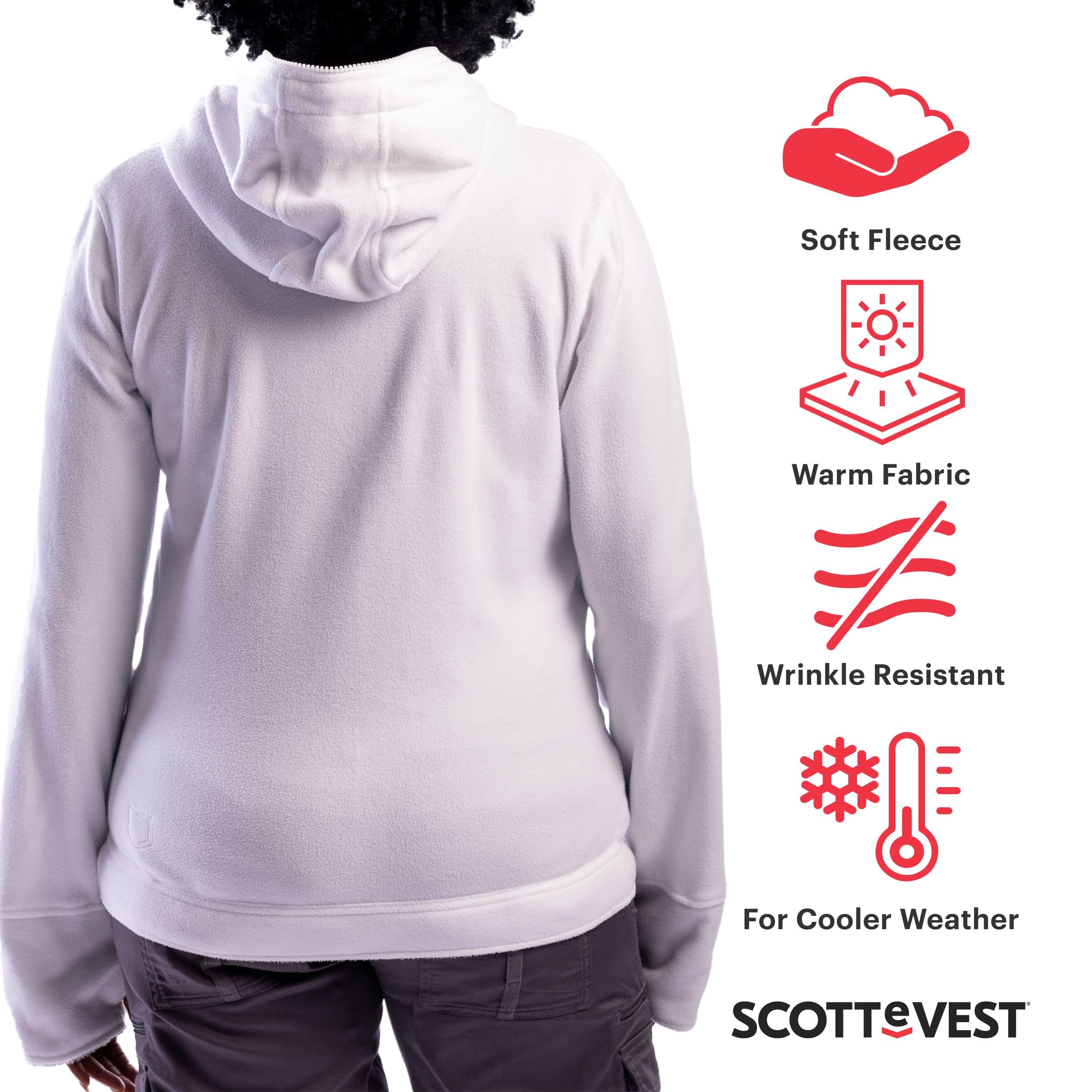 SCOTTeVEST Women's Hoodie with 14 Hidden Pockets - Warm Fleece Zip Up Sweatshirt for Travel, Hiking & Everyday Wear - Perfect for Outdoor Adventures & Commuting