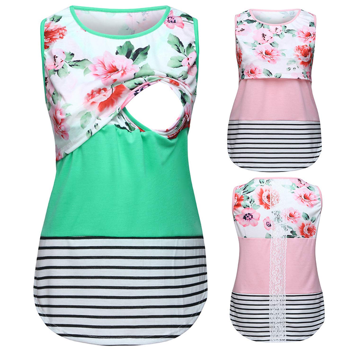 Andongnywell Women's Sleeveless Maternity Nursing Tops - Comfortable Breastfeeding Clothes for Pregnant & Nursing Moms - Perfect for Summer, Work, Travel & Daily Wear