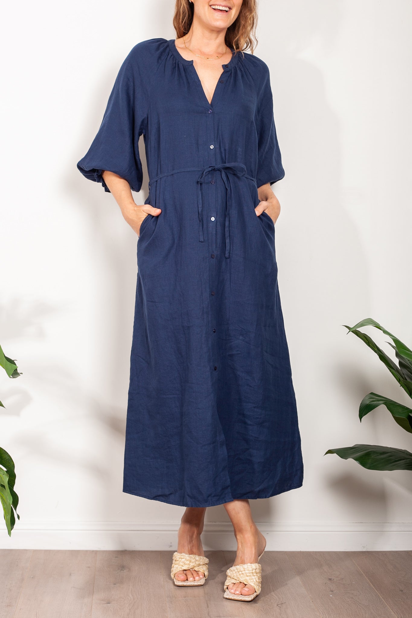 Kinney Coco Dress Linen - Women's Summer Boho Flowy Maxi Dress - Perfect for Beach Vacation, Date Night & Casual Outings