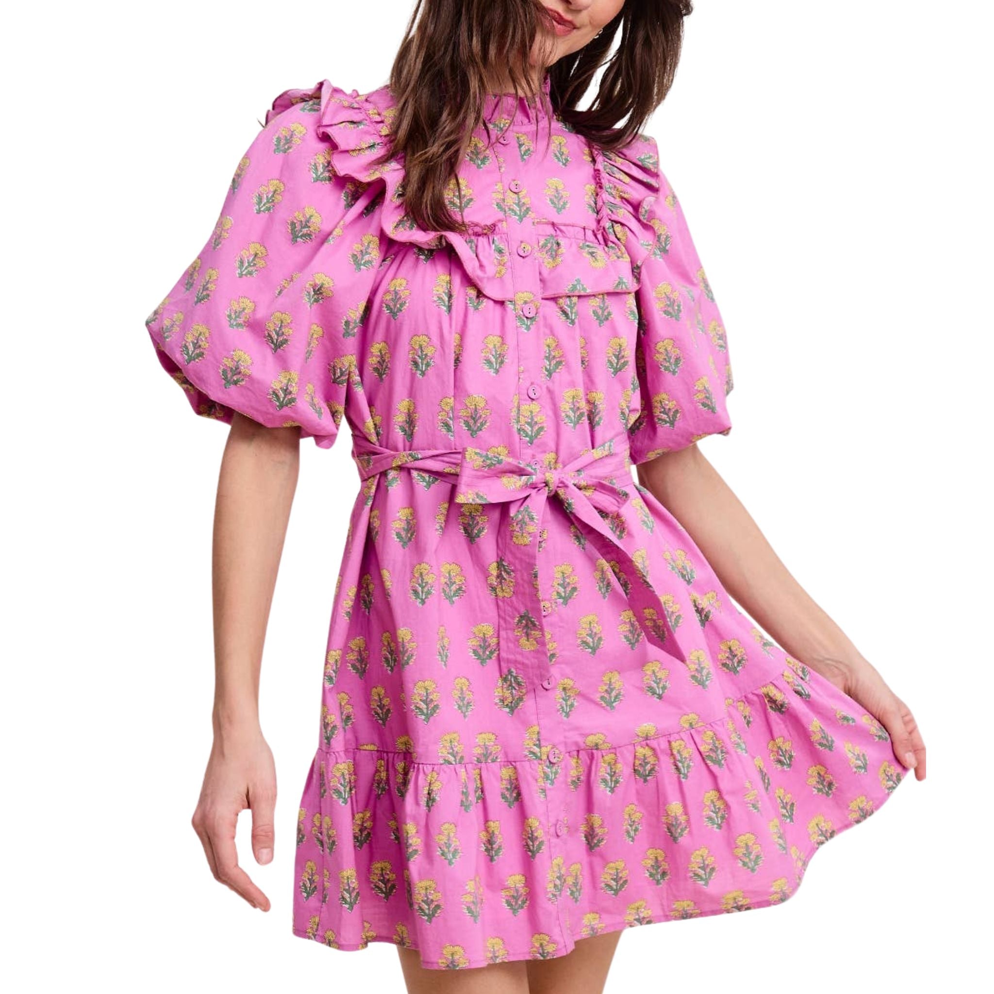 Floral Ruffled Mini Dress for Women - Elegant Summer Party Dress, Perfect for Weddings, Dates & Beach Vacations