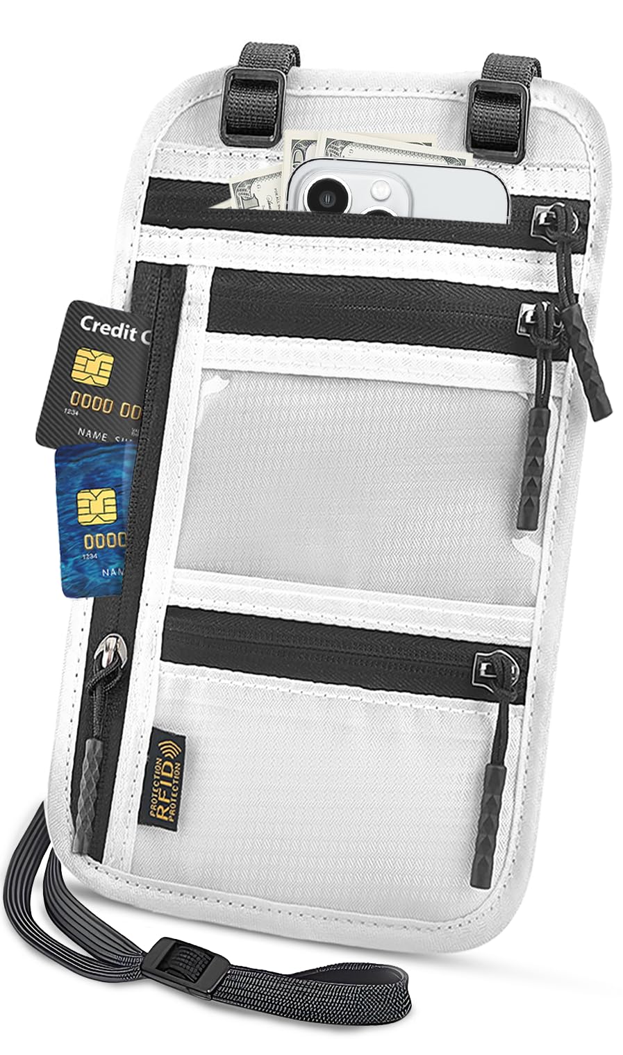 TOPBAG RFID Blocking Passport Holder - Slim Travel Wallet for Women & Men, Anti-Theft Document Organizer with Adjustable Strap & Neck Pouch | Secure ID Protection for Airports, Vacations & Business Trips