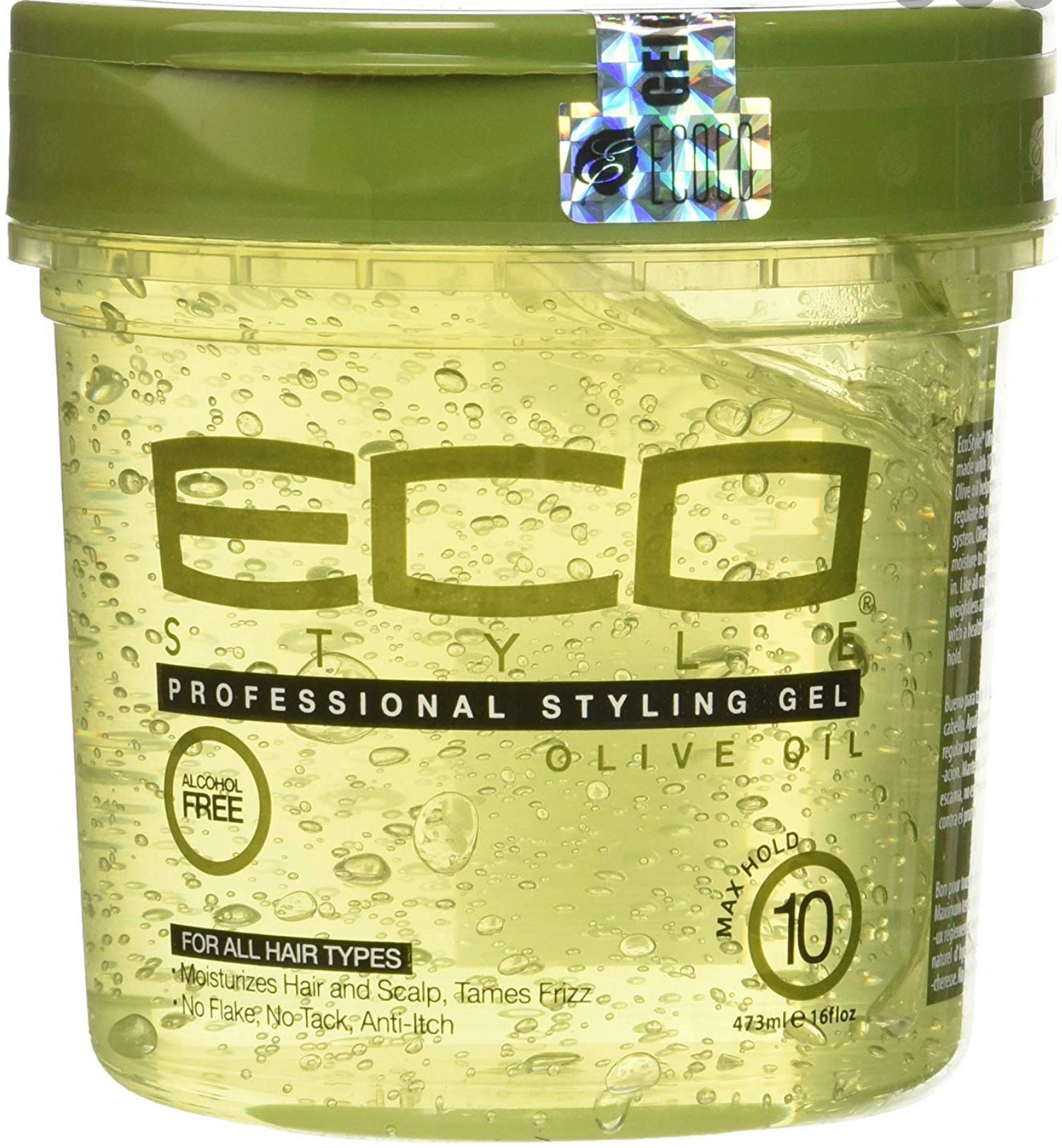 EcoStyler Olive Oil Styling Gel 16oz - Strong Hold, No Flake, Natural Shine for All Hair Types - Perfect for Curly, Wavy, and Coily Hair Styling
