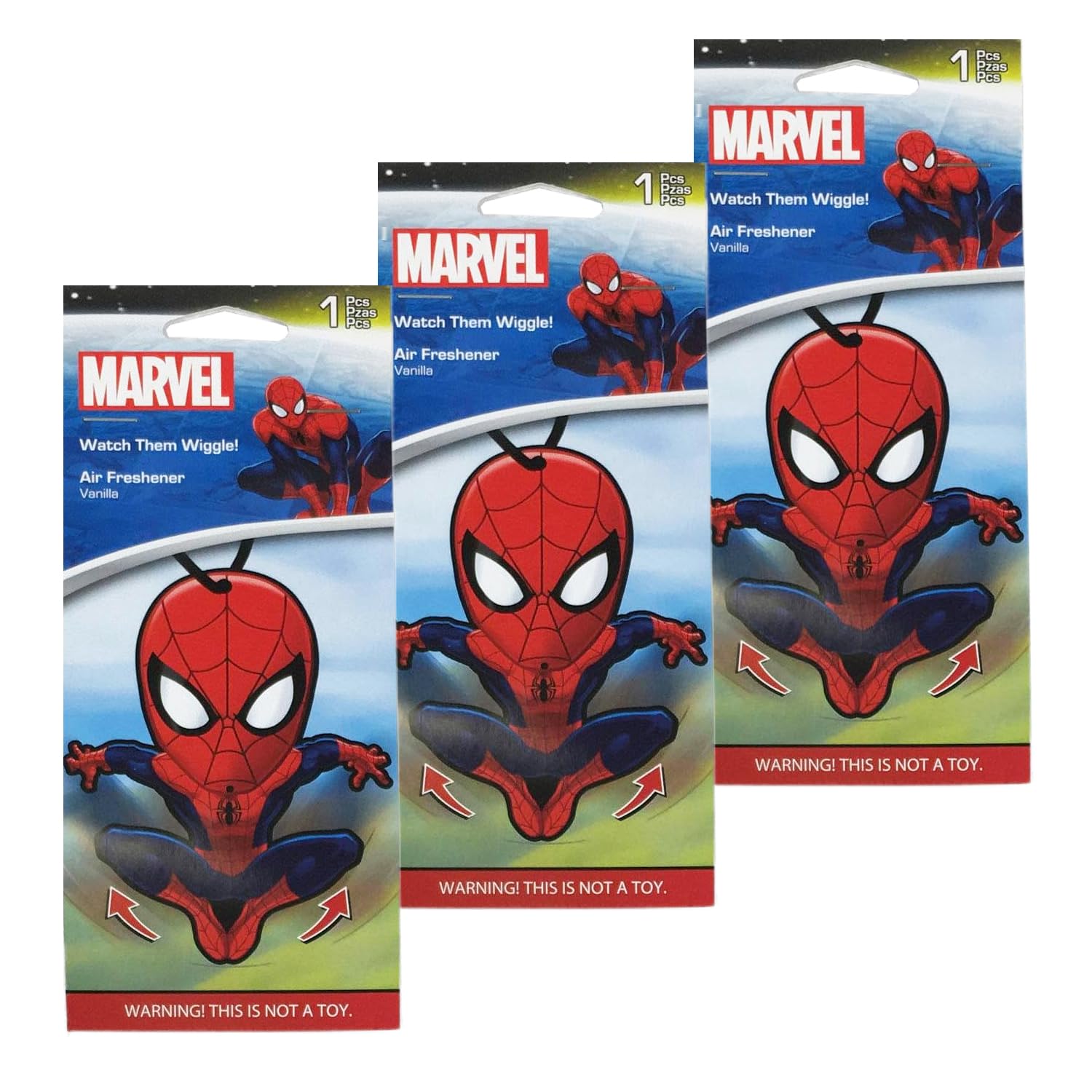 Marvel Spider-Man Car Air Freshener Wiggler (3-Pack) - Fun Dashboard Decor for Marvel Fans | Perfect for Cars, Trucks & Office Spaces