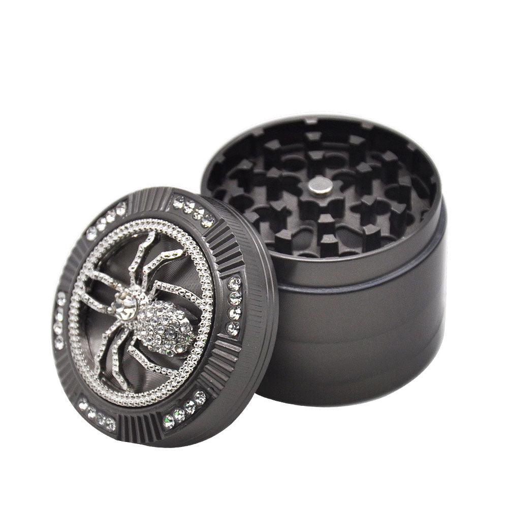 50MM Black 4-Layer Spider Tobacco Grinder - Portable Lightweight Herb & Weed Crusher for Smoking, Rolling, and Kitchen Spice Preparation