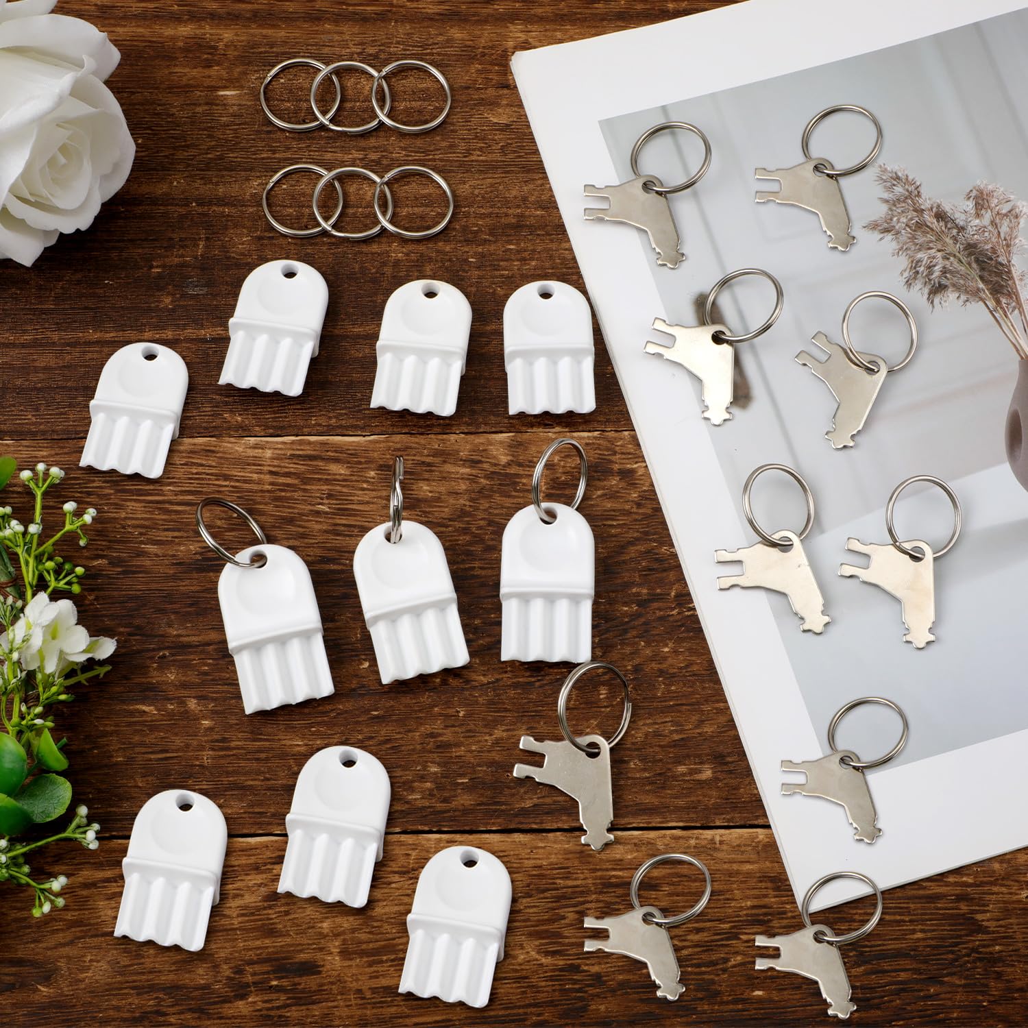 20pcs Paper Towel Dispenser Keys - Plastic & Metal Toilet Paper Dispenser Key Replacement with 20 Key Rings - Compatible with Waffle Georgia Pacific - Ideal for Janitorial Staff, Maintenance Workers & Commercial Restrooms