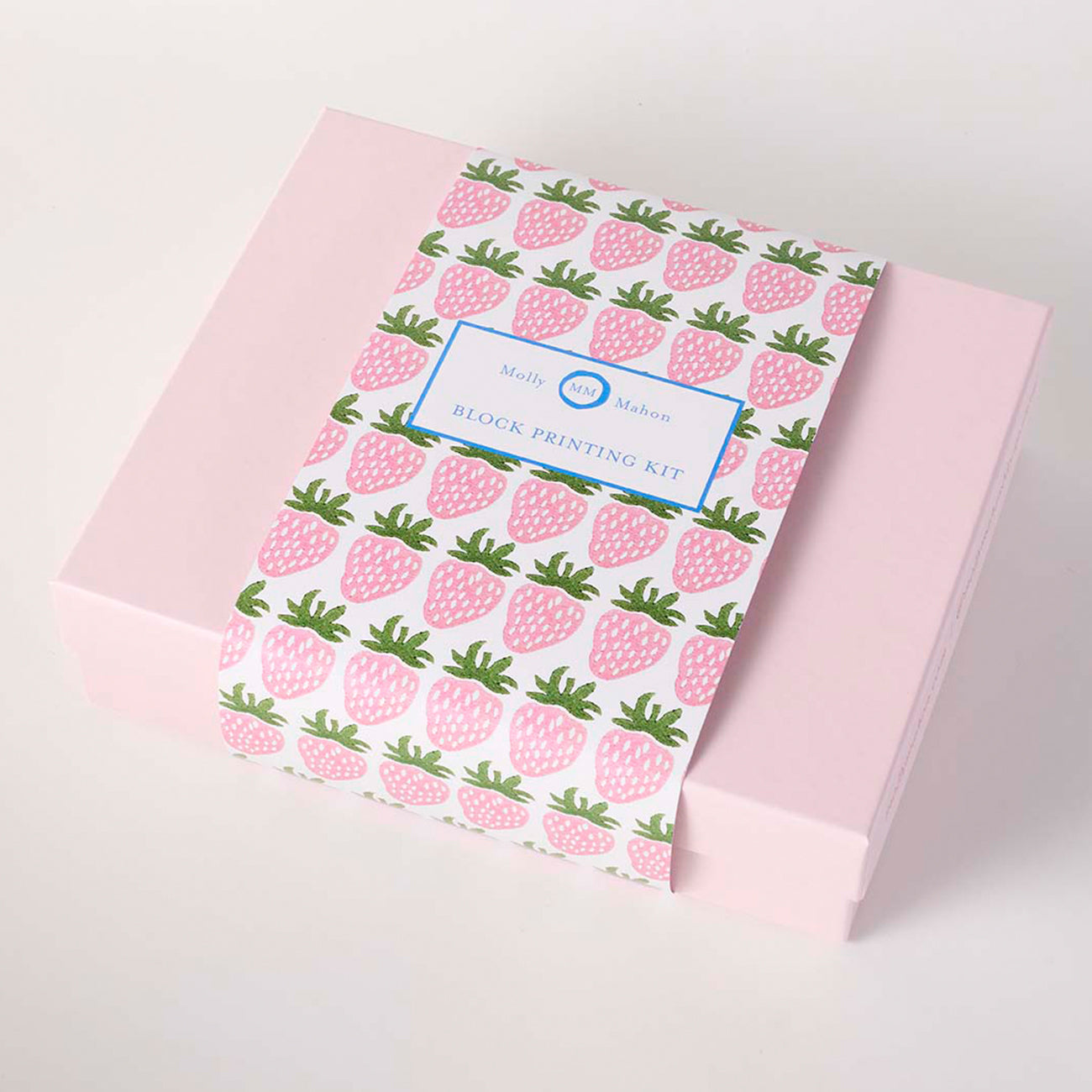 DIY Block Printing Kit for Tea Towels - Strawberry Green & Pink - Perfect for Handmade Kitchen Decor & Gift Making