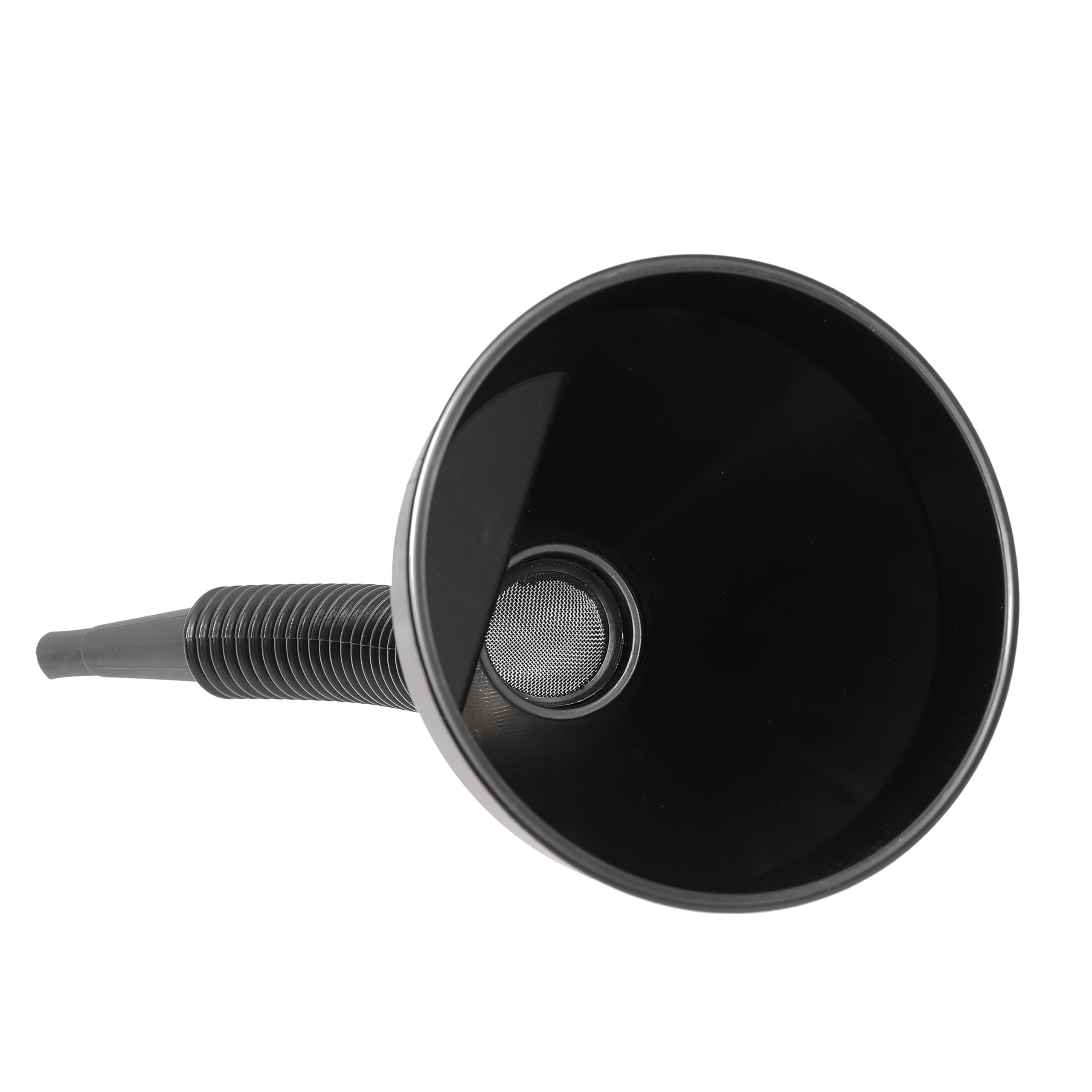 Large Plastic Automotive Funnel - Wide Mouth Oil Funnel with Flexible Extension Nozzle & Hose - Car Fuel Funnel with Handle & Mesh Screen - Perfect for Cars, Engine, RV, Water, Gas & Liquid Transmission (Black, 1-Pack)