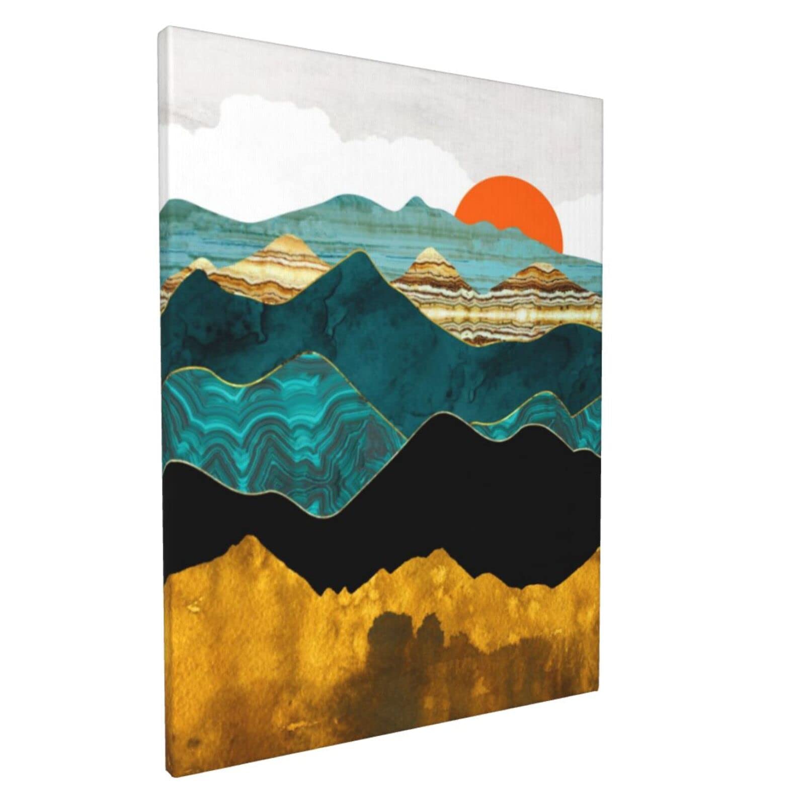 Boho Mountain Wall Art - Abstract Canvas for Living Room & Bathroom Decor - 20x24 Inches - Perfect for Nature & Moon Themes