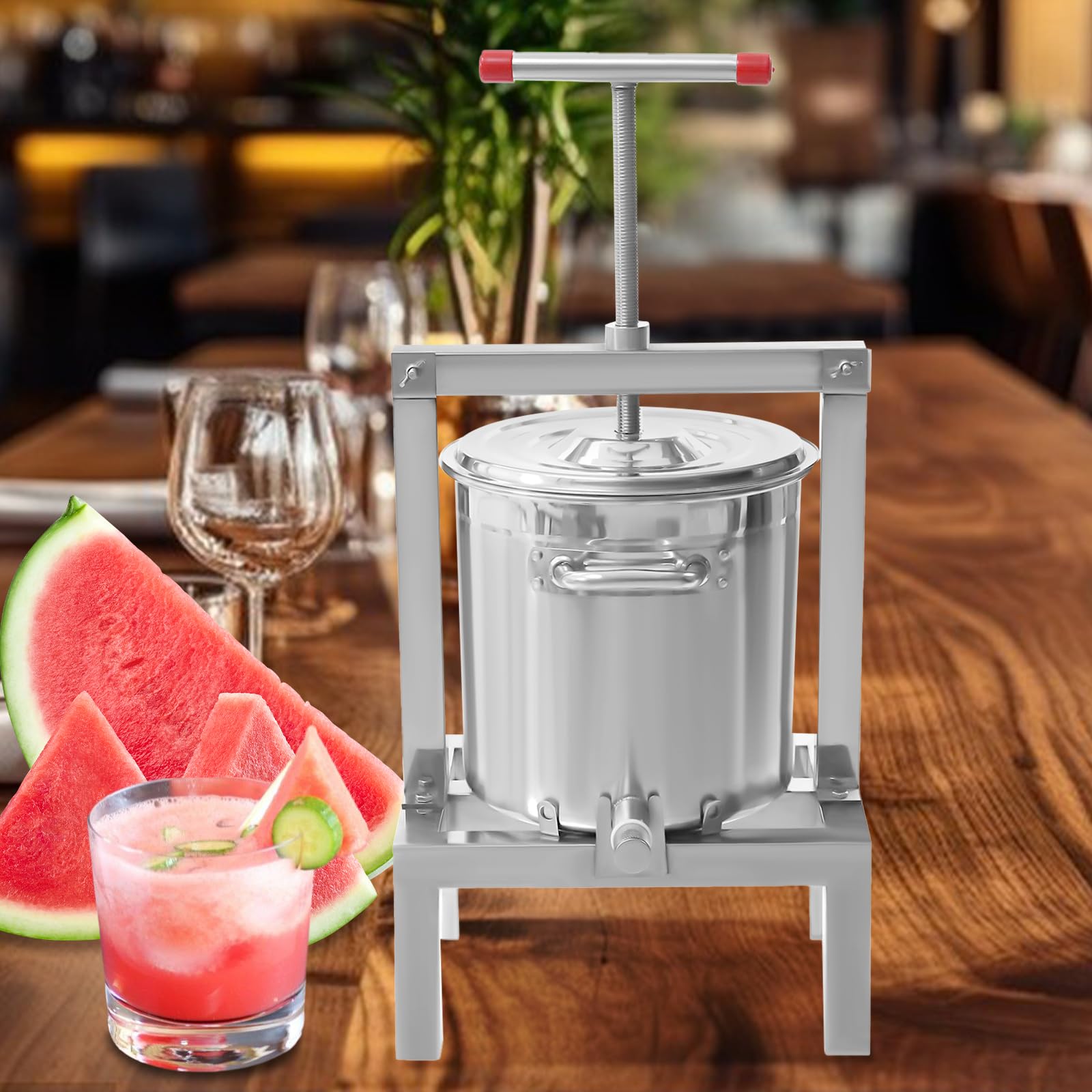 10L/2.6Gal Stainless Steel Fruit Wine Press - Heavy Duty Manual Juice Extractor for Apples, Grapes & Berries - Perfect for Homemade Cider, Wine & Juice Making - Ideal for Home Brewing, Winemaking & Kitchen Use
