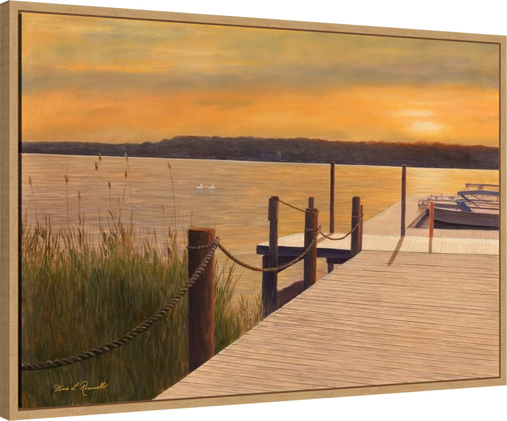 Amanti Art Framed Canvas Wall Art - 23x33 Waterways Landscape Painting by Diane Romanello, Modern Framed Wall Decor for Living Room, Bedroom, Bathroom & Kitchen | Perfect for Home, Office & Gift Giving