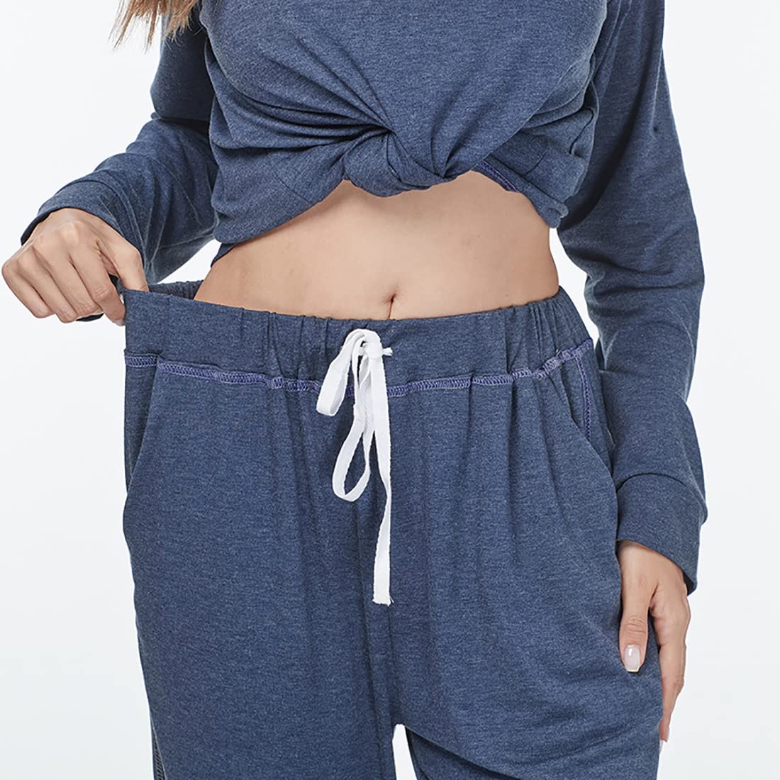 Cysincos Women's 2-Piece Sweatsuit Set - Long Sleeve Pullover & Drawstring Jogger Pants - Soft Loungewear, Pajama Outfit for Yoga, Running, Home Relaxation