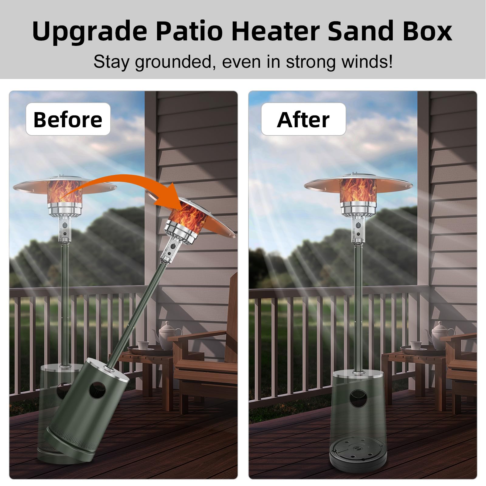 Heavy Duty Black Patio Heater Sand Weight Bag - 26.45 lbs Capacity Water/Sand Filler Base for Outdoor Umbrella Heaters | Weatherproof, Universal Fit for Most Patio Heaters | Perfect for Backyard, Deck, Garden & Restaurant Outdoor Heating