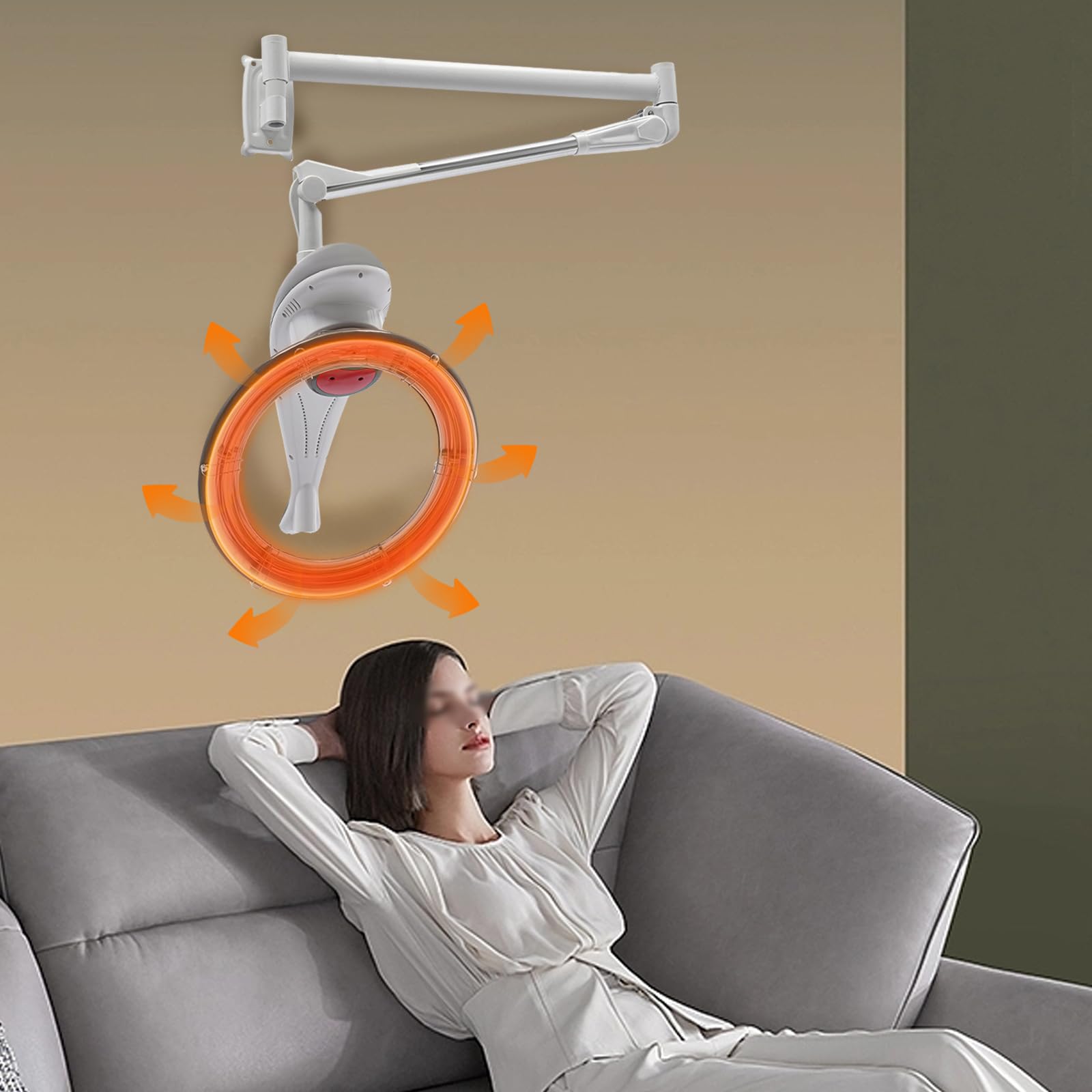 Professional Wall Mounted Orbital Rotary Hair Steamer - Adjustable Temperature Hooded Dryer for Salon & Home Use | Portable Perm Machine for Deep Conditioning Treatments | Perfect for Hair Salons, Spas & At-Home Styling (Gray)