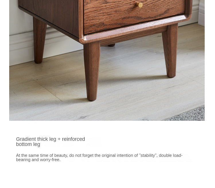 Solid Oak Wood Side Cabinet - Walnut Finish | Rustic Home Decor for Living Room, Bedroom & Entryway Storage