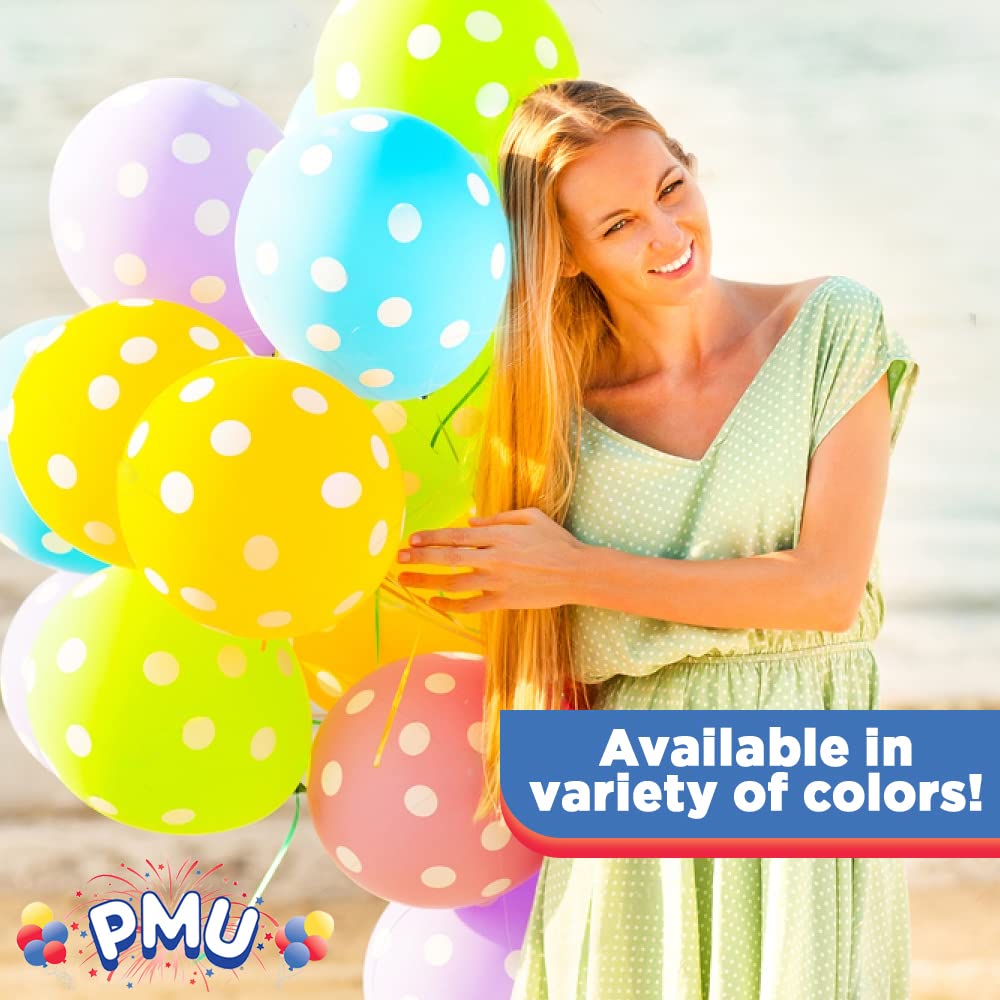 PMU Polka Dot Balloons 11 Inch - Premium Baby Blue with White Dots (Pack of 6) | Perfect for Birthday Parties, Baby Showers & Wedding Decorations