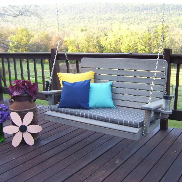 Pressure Treated Pine Highback Porch Swing - Outdoor Patio Furniture for Garden, Backyard, Deck Relaxation | Weather-Resistant & Durable Comfort Seating