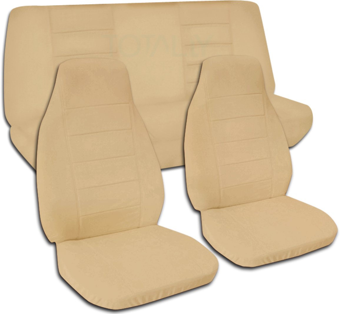 Premium Solid Color Car Seat Covers - Tan - Universal Fit for Cars, Trucks, Vans, RVs & SUVs - 22 Color Options - Durable Protection for Daily Commute & Road Trips
