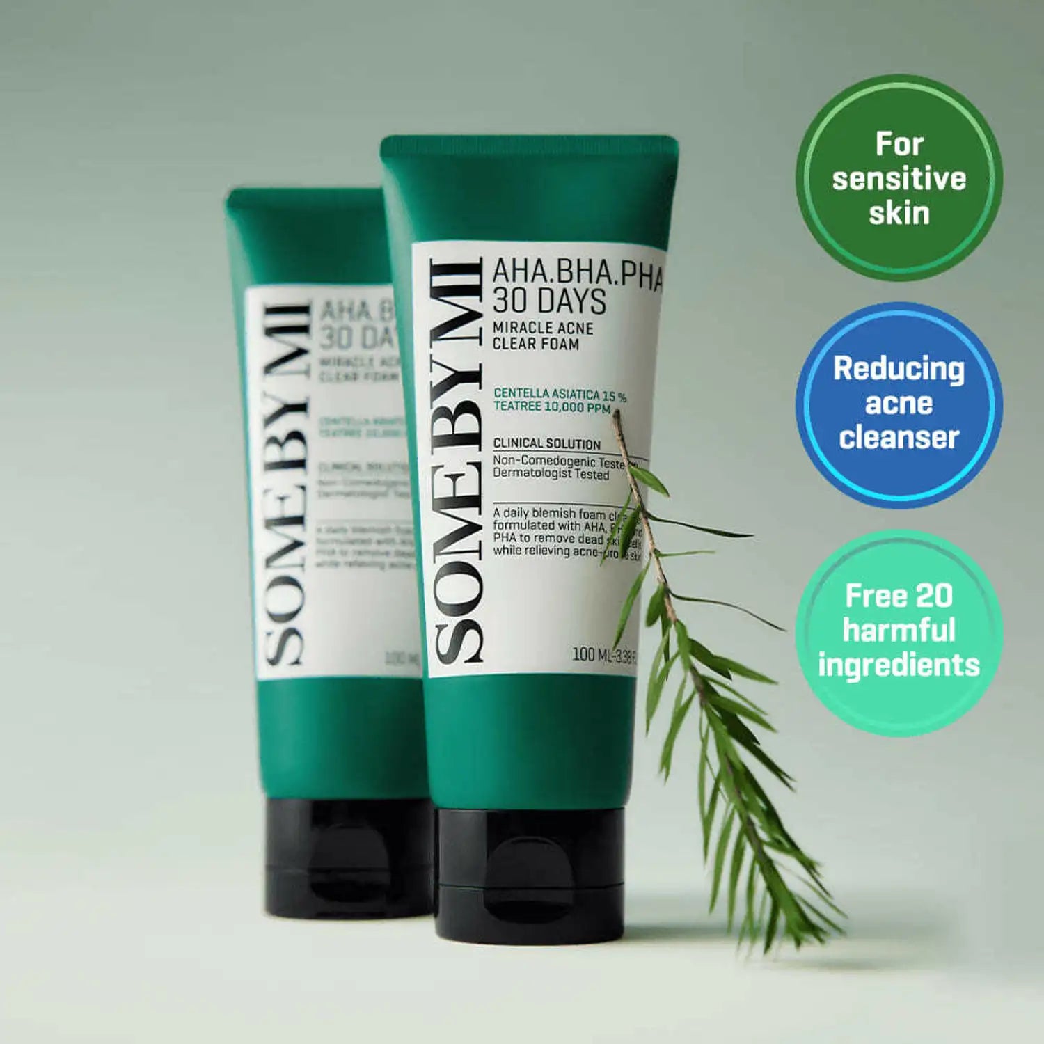 SOMEBYMI AHA BHA PHA 30 Days Miracle Acne Clear Foam 100ml - Gentle Exfoliating Face Wash for Acne-Prone Skin, Blackheads & Pores - Perfect for Daily Skincare Routine & Travel