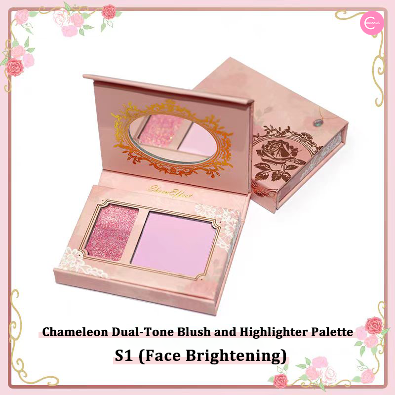 SheenEffect Chameleon Dream Duo Blush & Highlighter Palette - Cream Blush & Powder Highlighter Set for Cheeks & Face - Perfect for Daytime Glow & Nighttime Makeup Looks