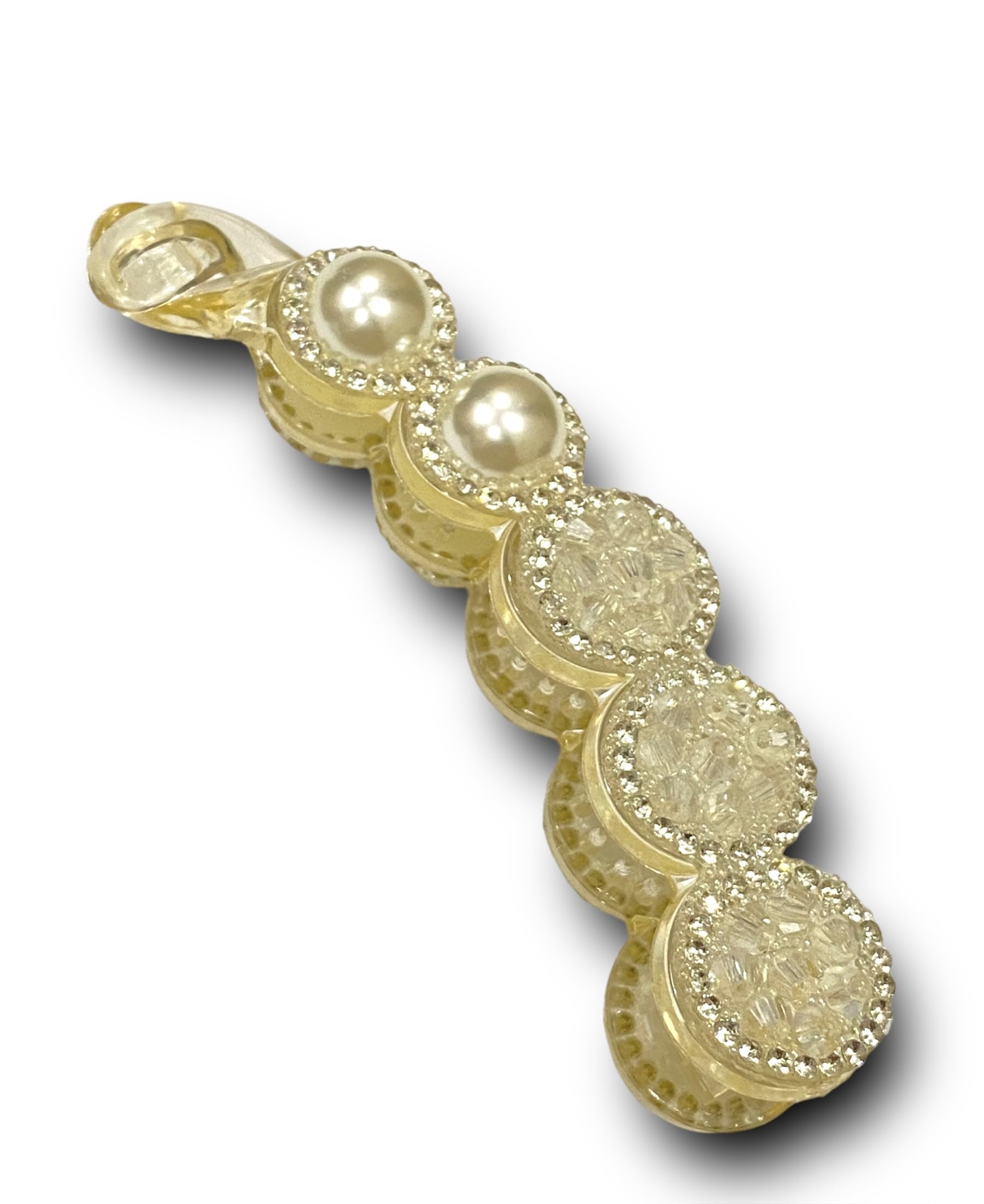 Pearl Beads Hair Clips for Women & Girls - White Rhinestone Banana Clips, Ponytail Holders & French Barrettes | Perfect for Weddings, Parties & Everyday Styling