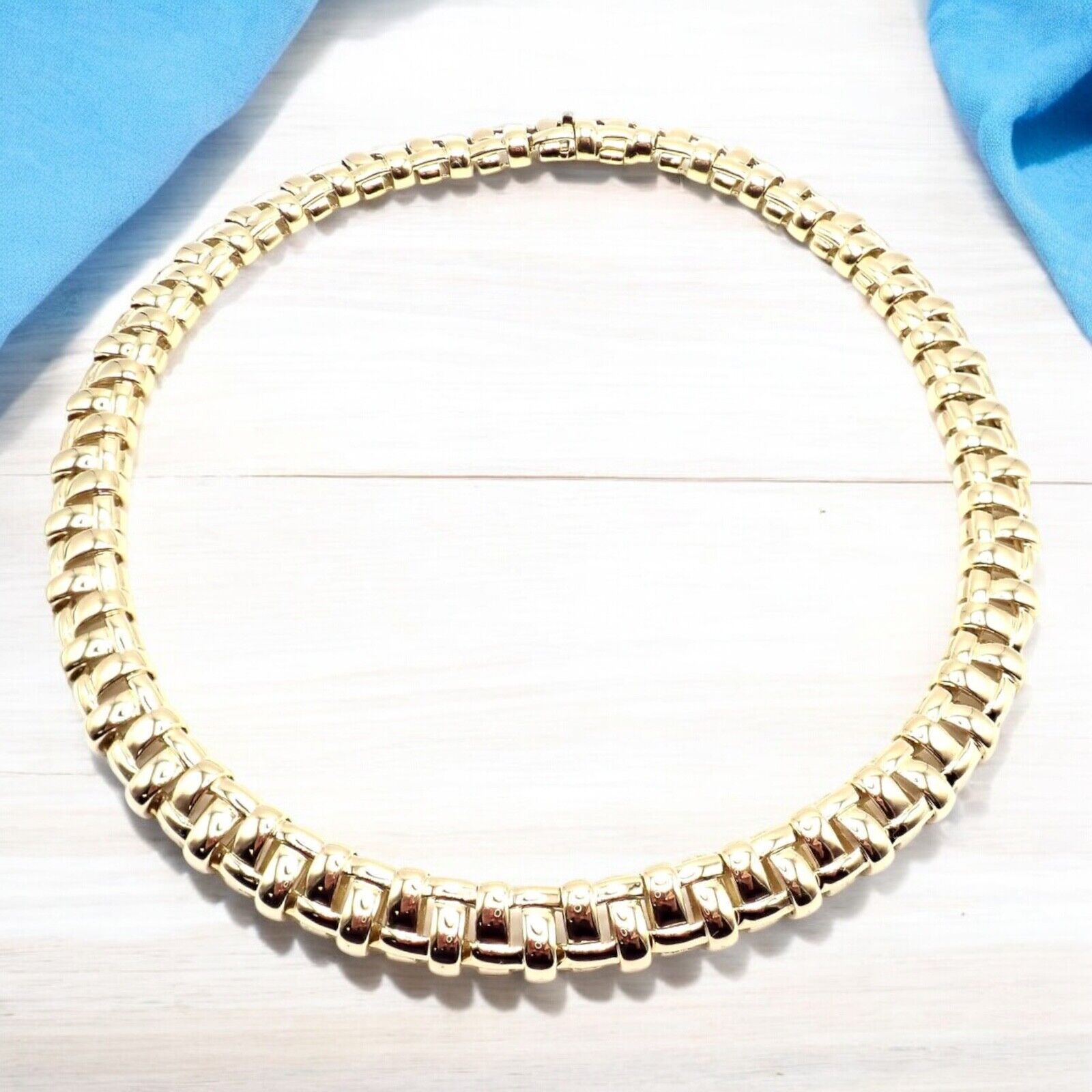 Authentic Tiffany & Co Vannerie 18k Yellow Gold Basket Weave Necklace 2002 - Luxury Jewelry for Women, Perfect for Weddings, Anniversaries & Special Occasions