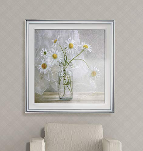 Daisies in Jar Canvas Wall Art - Framed Giclee Photography Print - Home Decor Painting Ready to Hang - Perfect for Living Room, Bedroom & Office Decor