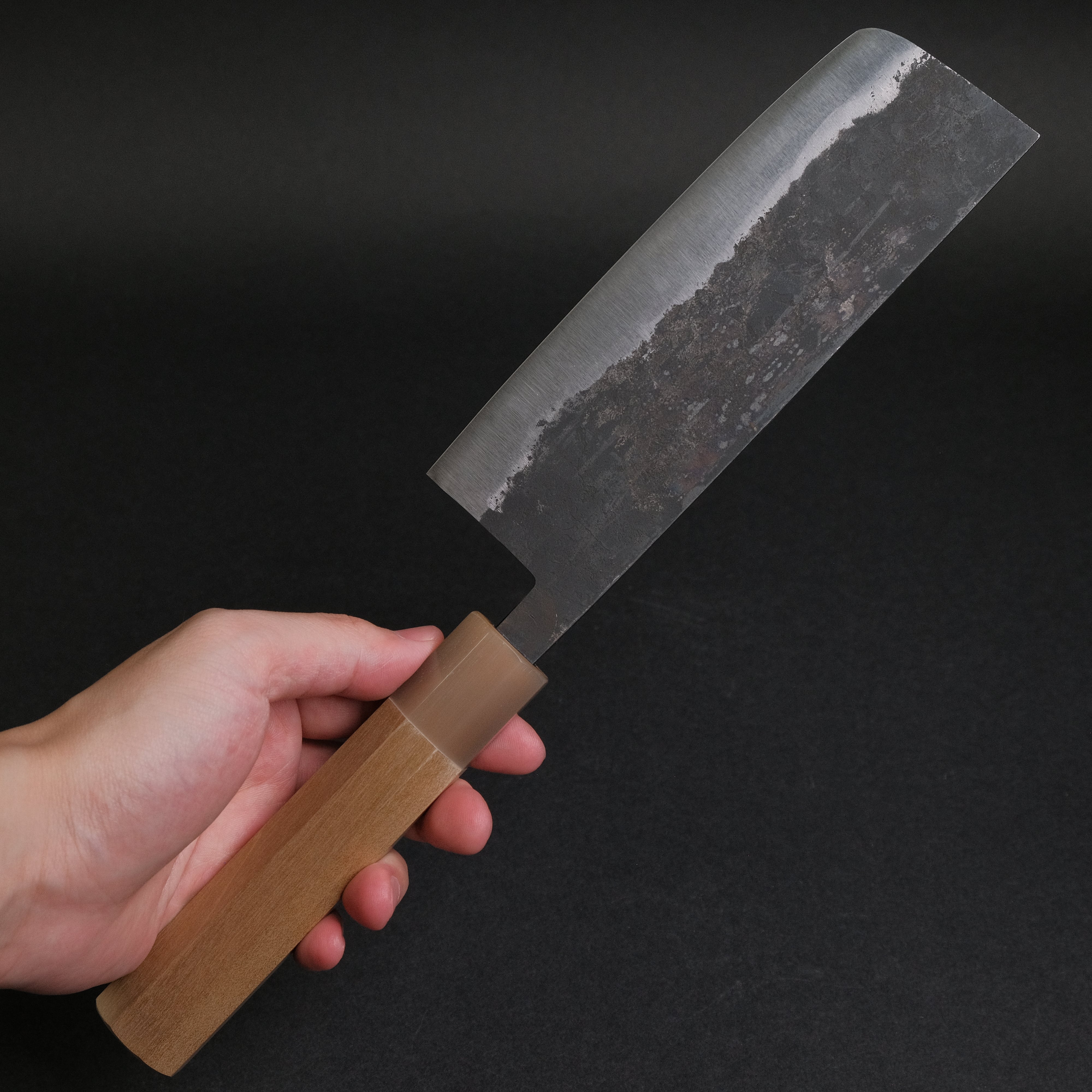 Premium Japanese Nakiri Knife - Morihei Hisamoto Kurouchi White #1 Steel 165mm with Ho Wood Handle - Perfect for Vegetable Chopping, Slicing & Precision Kitchen Tasks