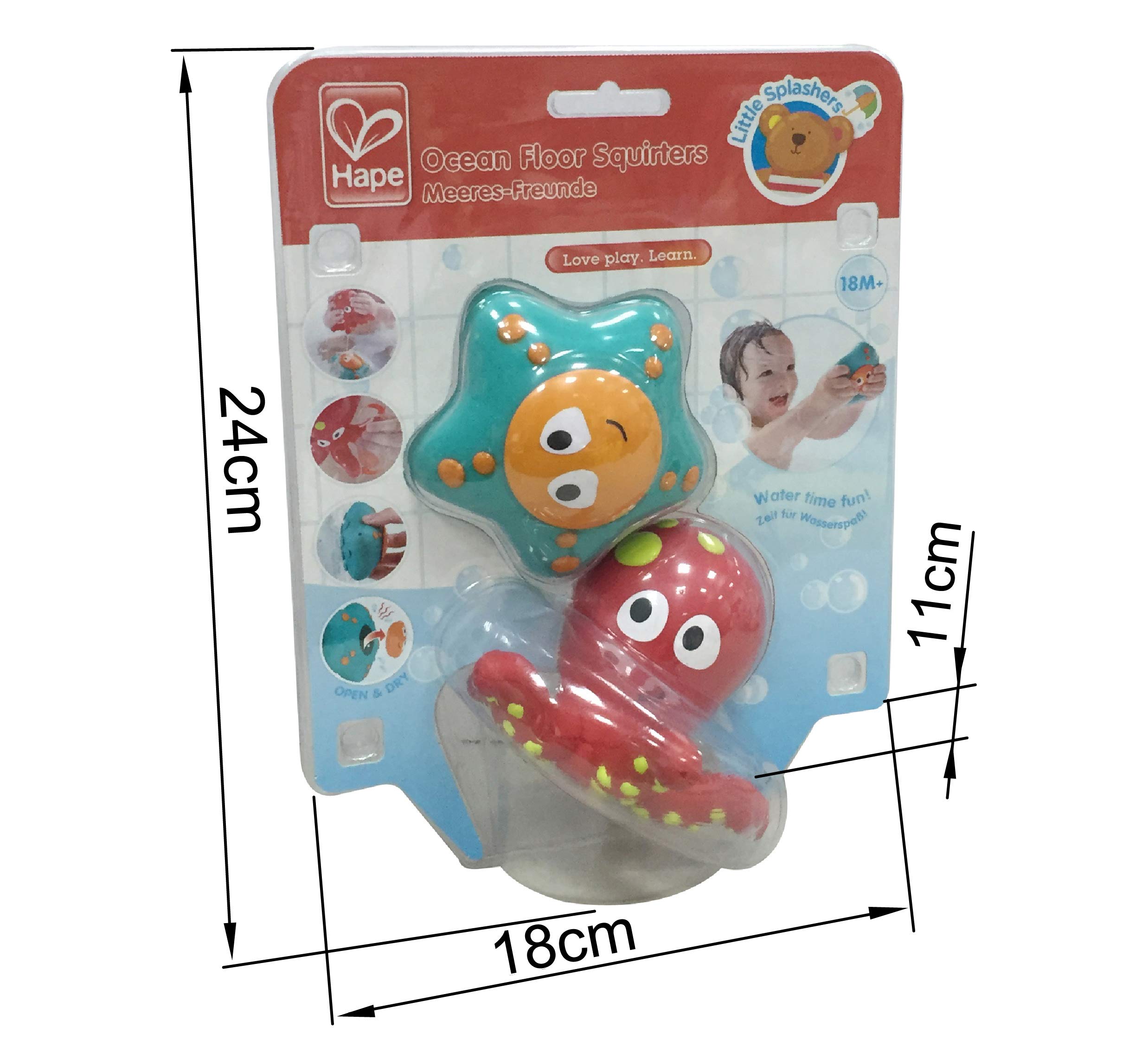 Hape Ocean Floor Squirters Bath Toys for Babies & Toddlers - Non-Toxic Silicone Octopus & Starfish Set with Water Spouting & Suction - Fun Learning Toys for Bathtime & Pool Play