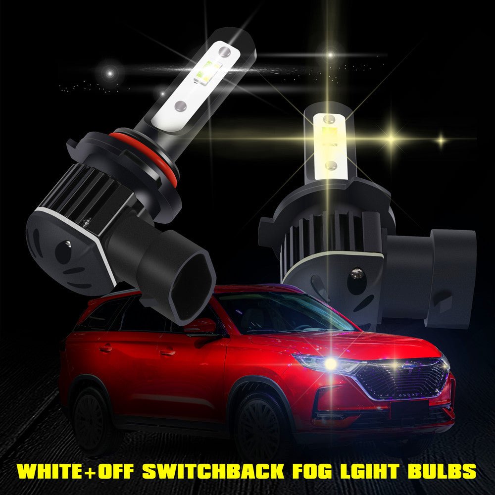 HB4 9006 LED Bulbs for Fog Lights - 12V 6000K Cool White & 3000K Warm Yellow - Perfect for Trucks, SUVs, and Off-Road Vehicles in Low Visibility Conditions
