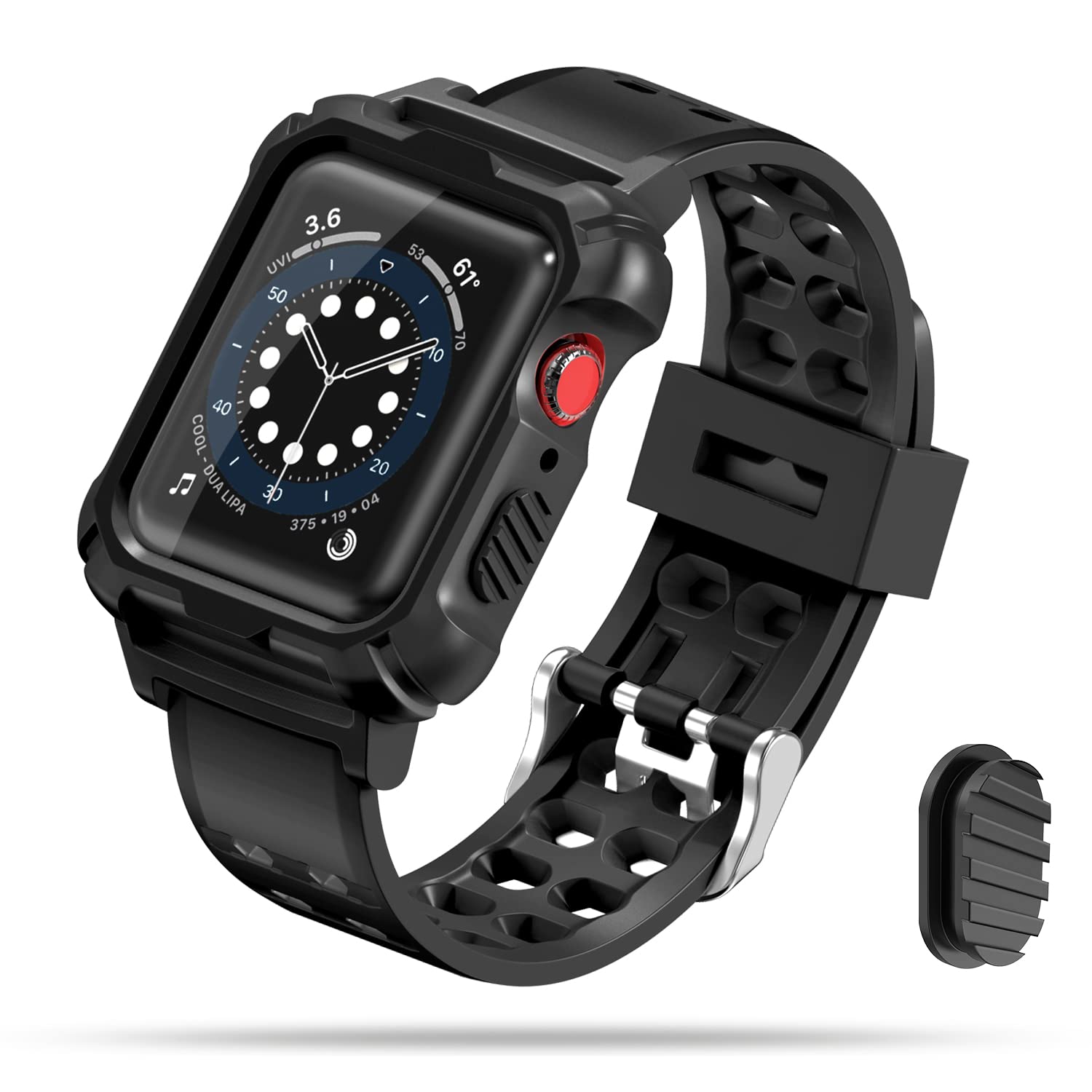 Durable TPU Rugged Apple Watch Band with Full Protection Case - Compatible with 44mm 42mm 40mm 38mm for Series 6/5/4/SE/3/2/1 - Shockproof Sport Strap for Men & Women - Perfect for Workouts, Outdoor Activities & Daily Wear