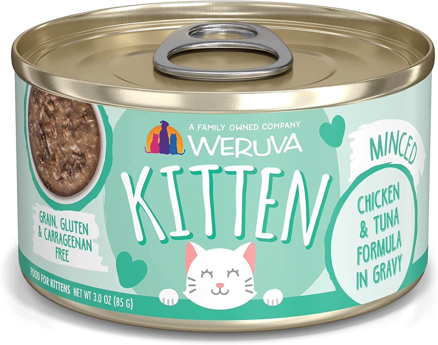 Weruva Kitten Wet Cat Food - Chicken & Tuna in Gravy, 3oz Cans (Pack of 12) | High Protein Kitten Formula for Growth & Development | Perfect for Weaning Kittens & Picky Eaters