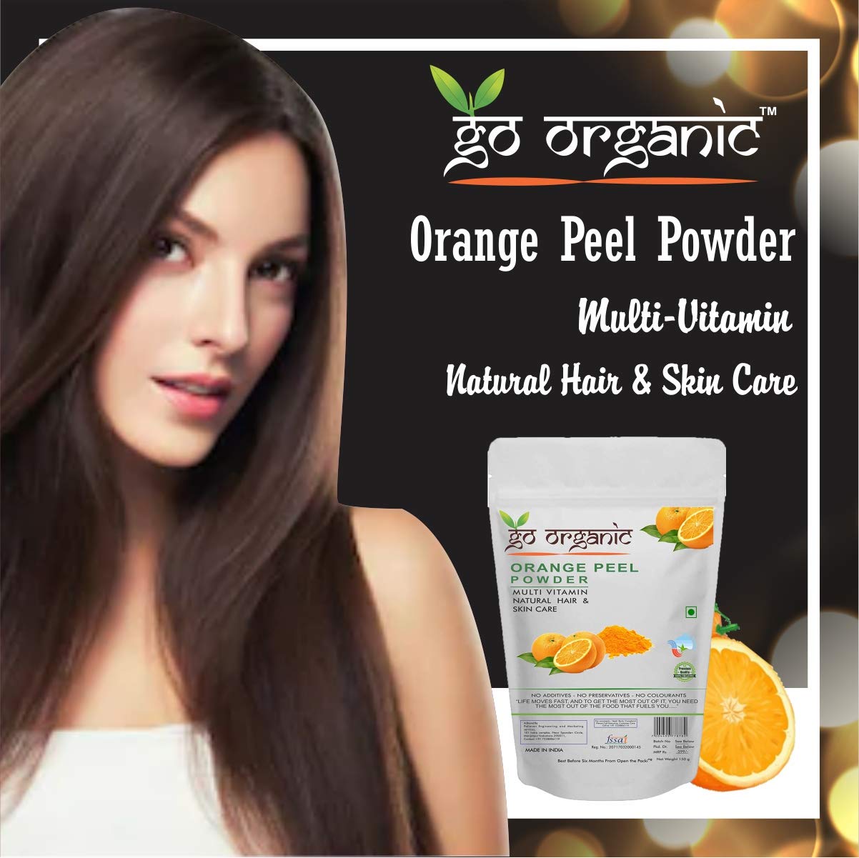Organic Orange Peel Powder for Hair & Skin Care - 250g | Natural Exfoliant, Brightening & Conditioning for Healthy Hair & Glowing Skin | DIY Beauty, Face Masks & Hair Treatments