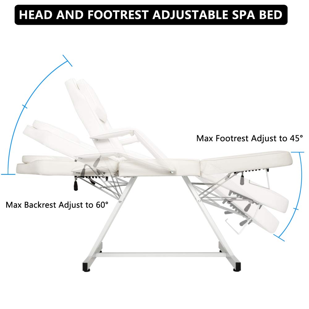 Ochine Professional Multi-Purpose Spa Facial Bed Tattoo Bed Salon Beauty Bed - White | Massage Table for Spa, Tattoo Parlor & Beauty Salon | Durable & Comfortable | Ships from USA | Perfect for Facial Treatments, Massage Therapy & Tattoo Sessions
