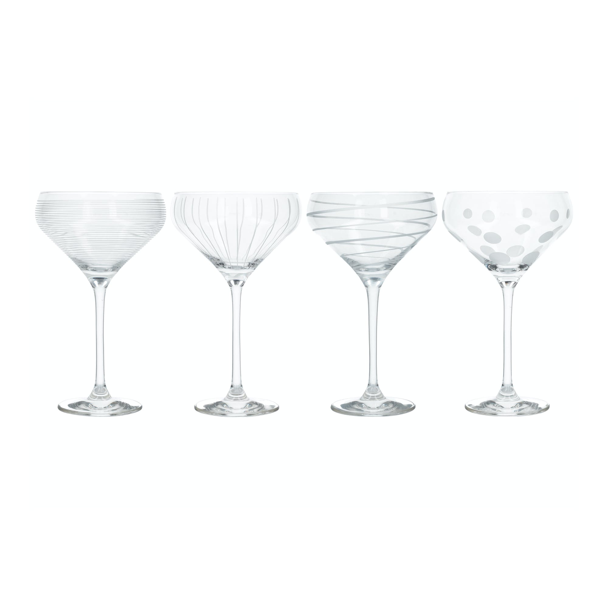 Mikasa Cheers Set of 4 Champagne Saucers - Elegant Glassware for Wedding Toasts, Bridal Showers & Celebrations