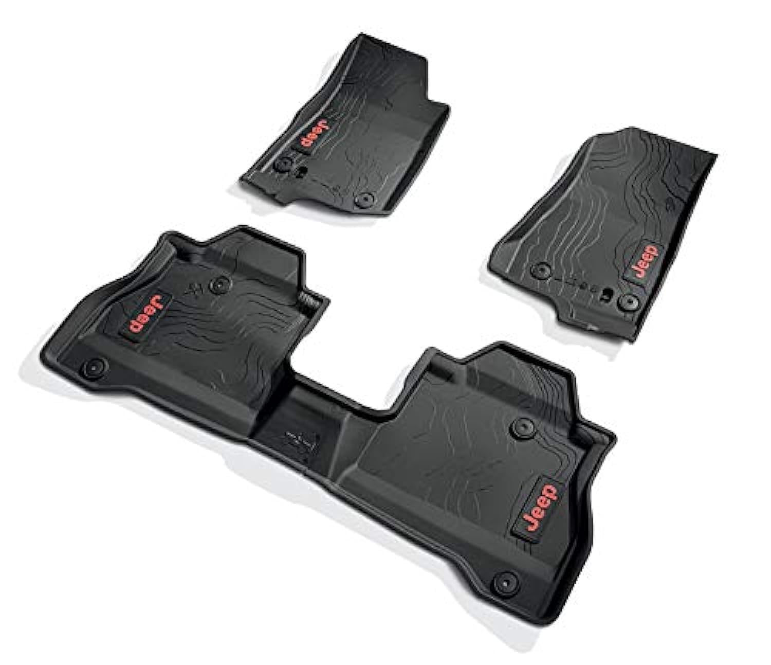 2020 Jeep Gladiator All Weather Floor Mats - OEM Mopar Red Lettering - Heavy Duty Protection for Rain, Snow & Mud - Perfect for Off-Roading & Daily Driving