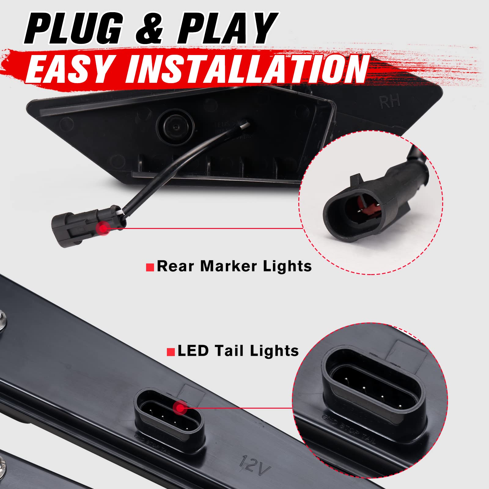 Polaris RZR PRO XP/XP4 & PRO R LED Tail Lights & Rear Side Marker Lights Kit - Smoked Brake Stop Signal Position Lamps (2020-2024 Models) - Perfect for Off-Roading, Night Driving & Enhanced Vehicle Visibility - Set of 2