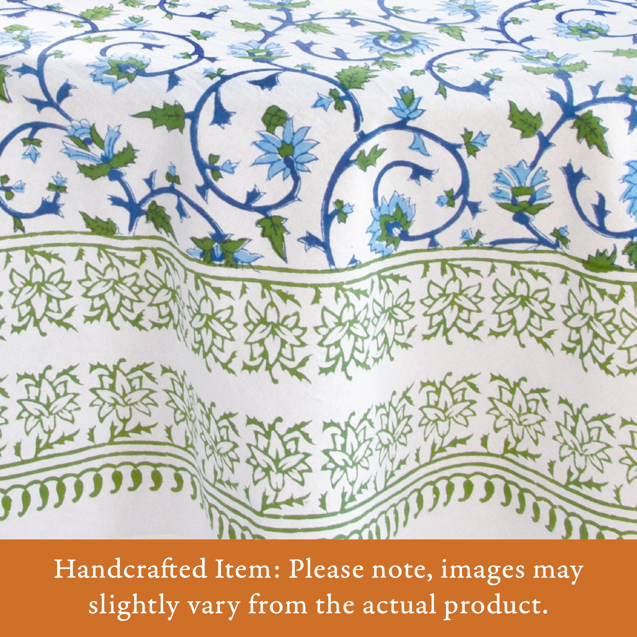 Blue Moonlit Taj Round Hand Block Printed Tablecloth - 100% Cotton Washable Luxury Table Cover for Home Decor, Kitchen, Coffee & Dining Tables (70 Inch) - Perfect for Dinner Parties, Boho Decor & Everyday Use