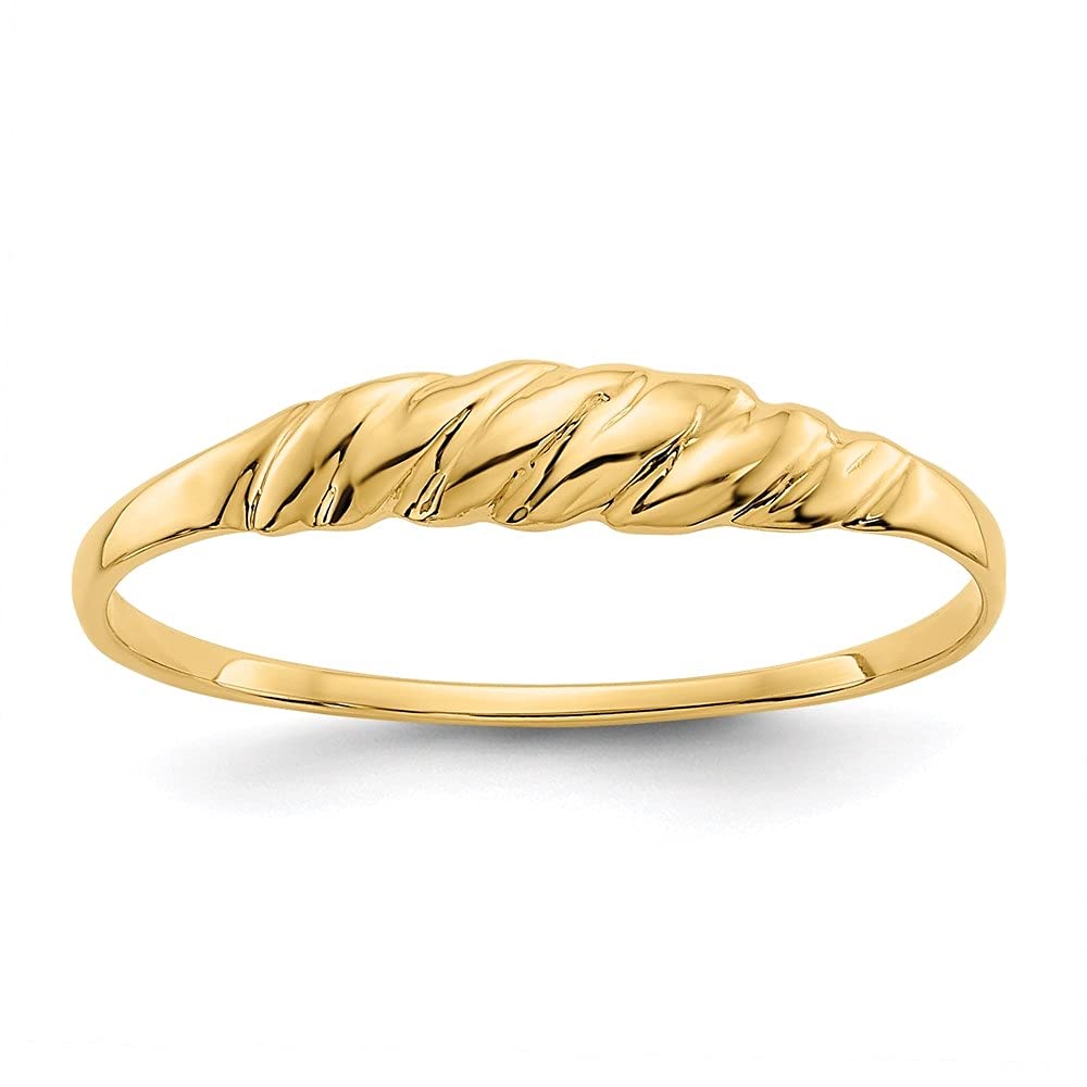 14K Yellow Gold Diamond-Cut Textured Ridged Dome Ring for Women | Elegant Stackable Band Jewelry Gift for Anniversary, Wedding & Special Occasions