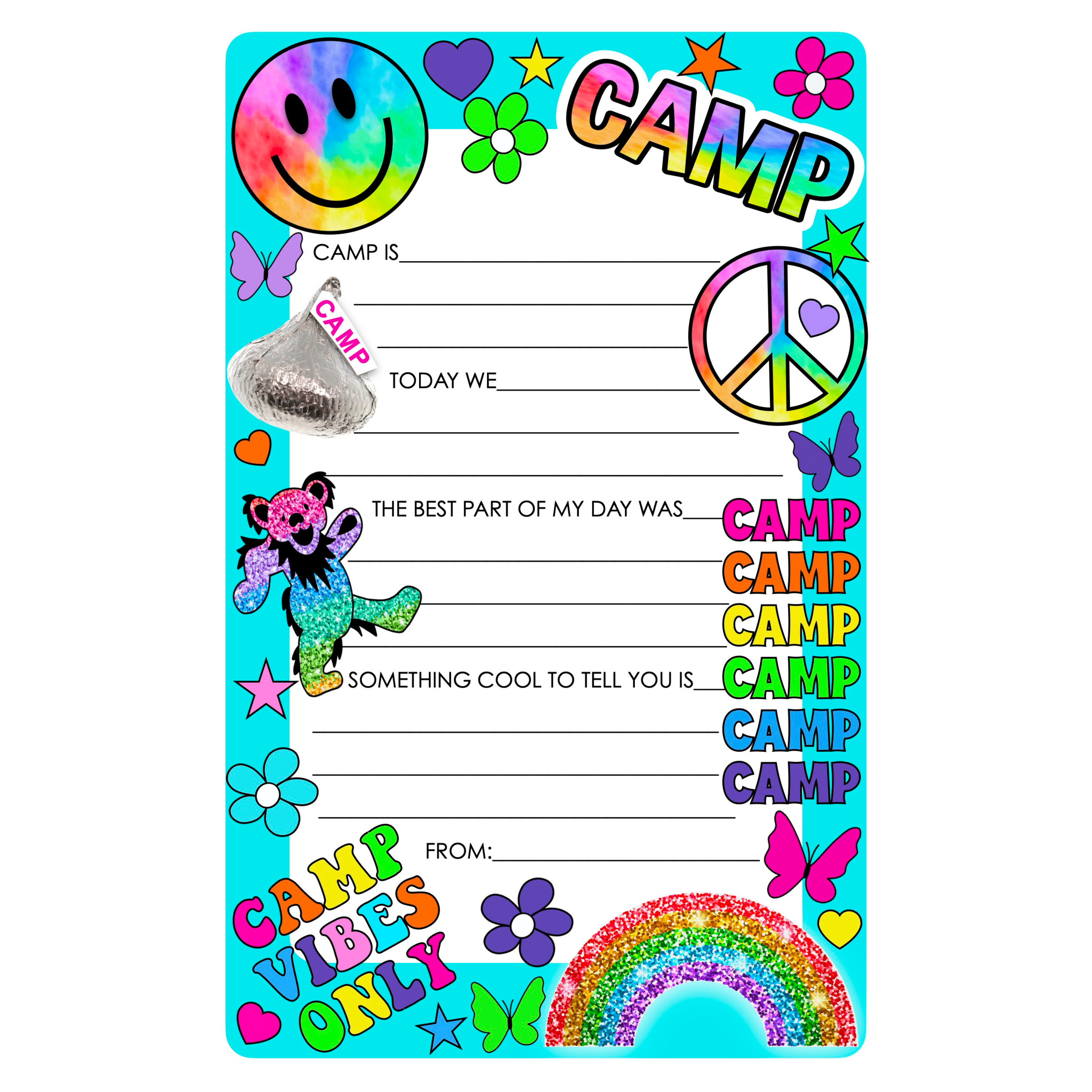 Camp 2025 Fill In Camp Stationery Set - Fun Outdoor Adventure Journal & Planner for Kids & Adults - Perfect for Summer Camps, Hiking Trips & Scouting Activities