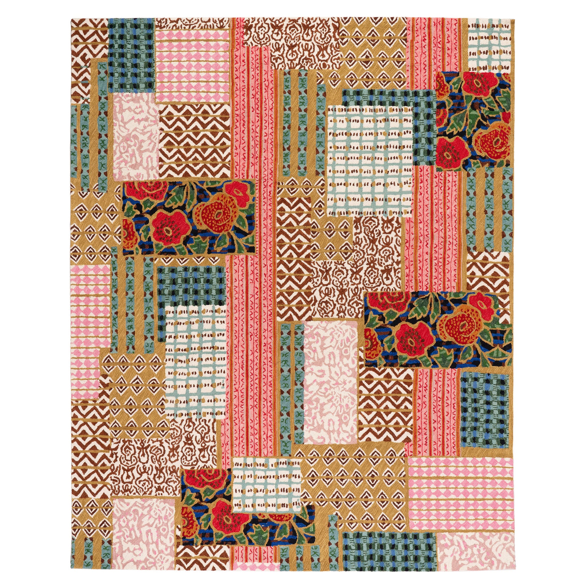 Elm Patchwork Hand-Hooked Wool Rug - Soft & Durable - Perfect for Living Room, Bedroom & Nursery Decor