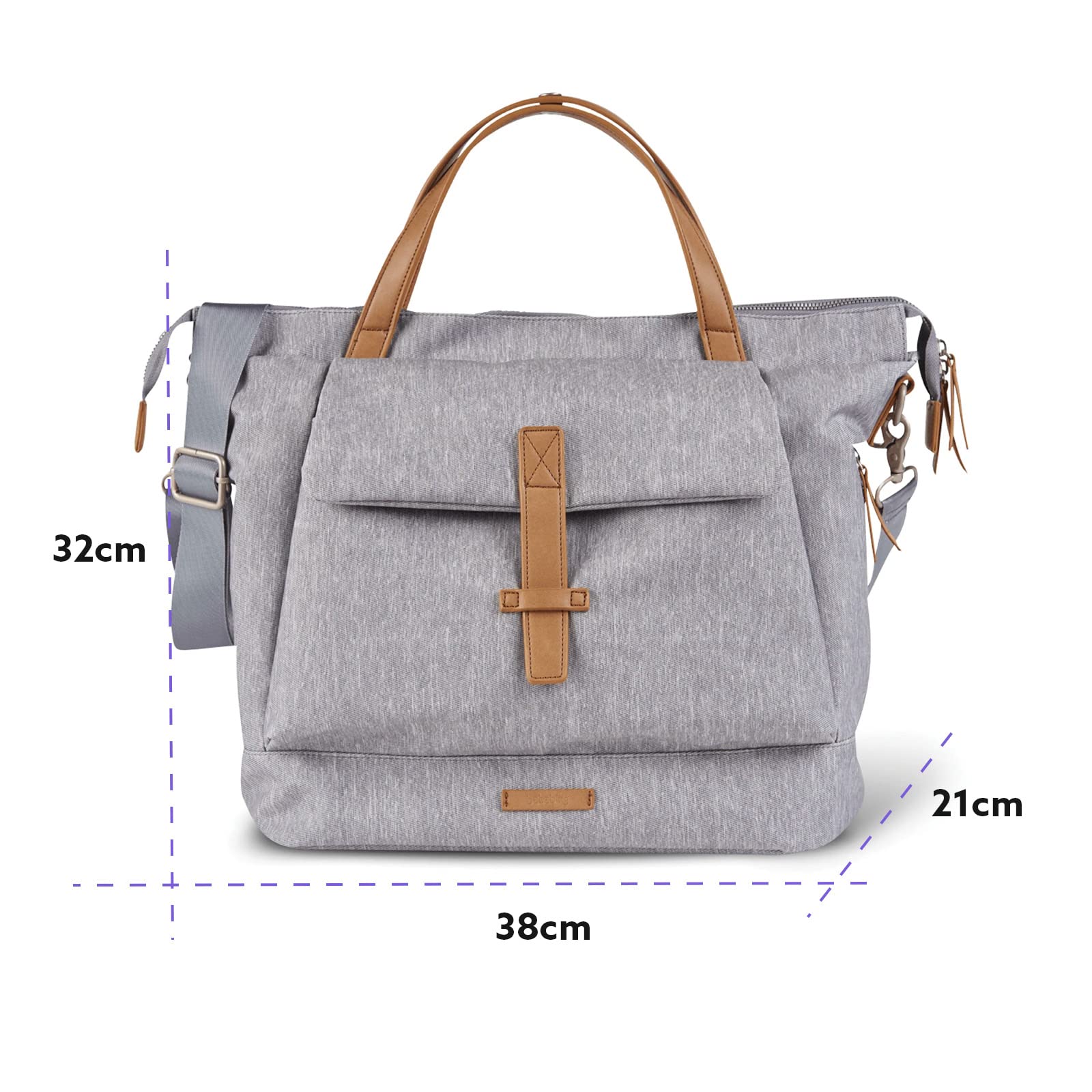 Erin Tote Backpack Changing Bag - Multifunctional Diaper Bag with Changing Pad, 2 Removable Pouches, Insulated Bottle Pocket & Stroller Straps - Perfect for Moms & Baby Essentials - Grey BB75 | Ideal for Travel, Daycare & On-the-Go Parenting