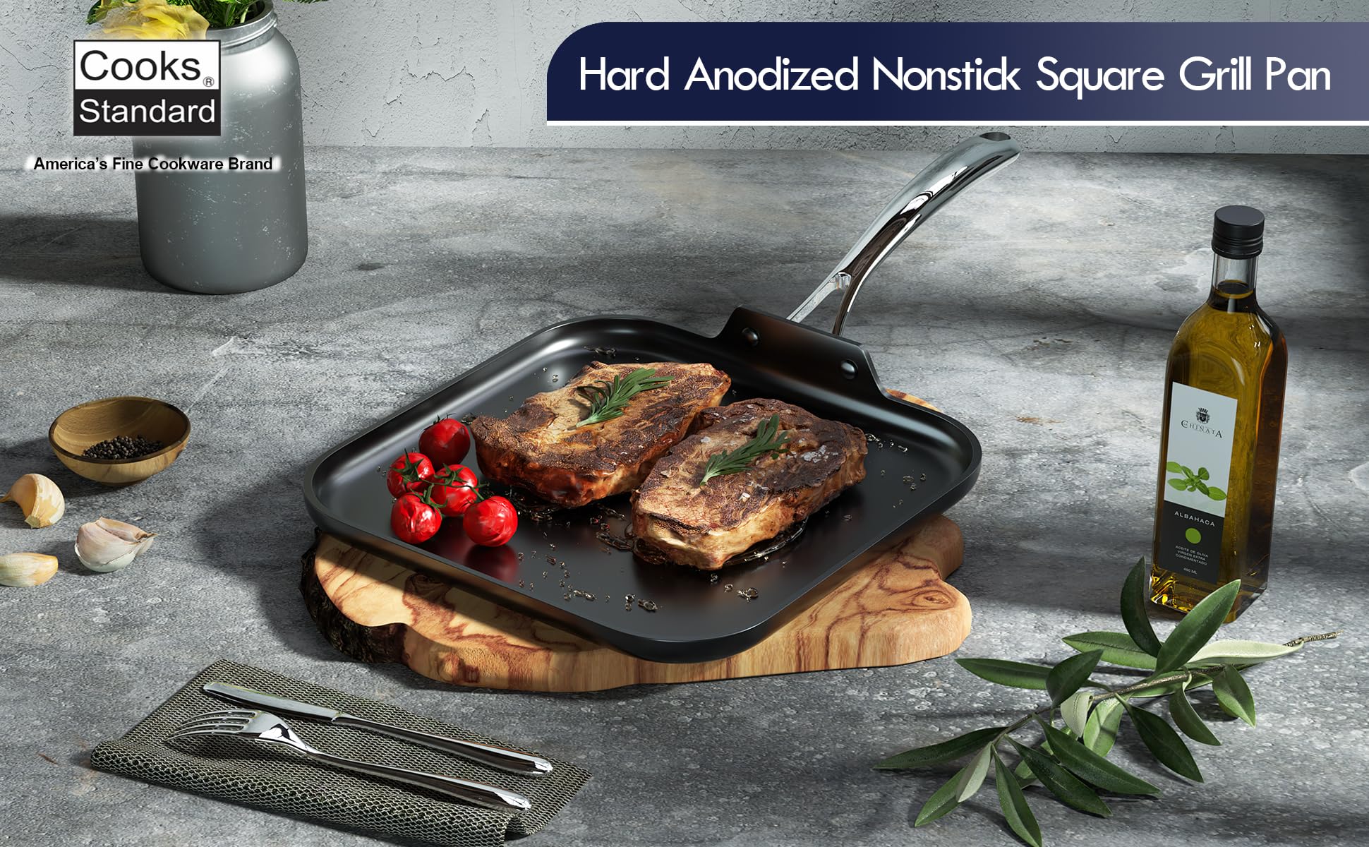 Premium Nonstick Square Griddle Pan 11x11 Inch - Hard Anodized Aluminum Cookware for Pancakes, Eggs & Burgers - Black - Perfect for Stovetop, Induction & Outdoor Cooking