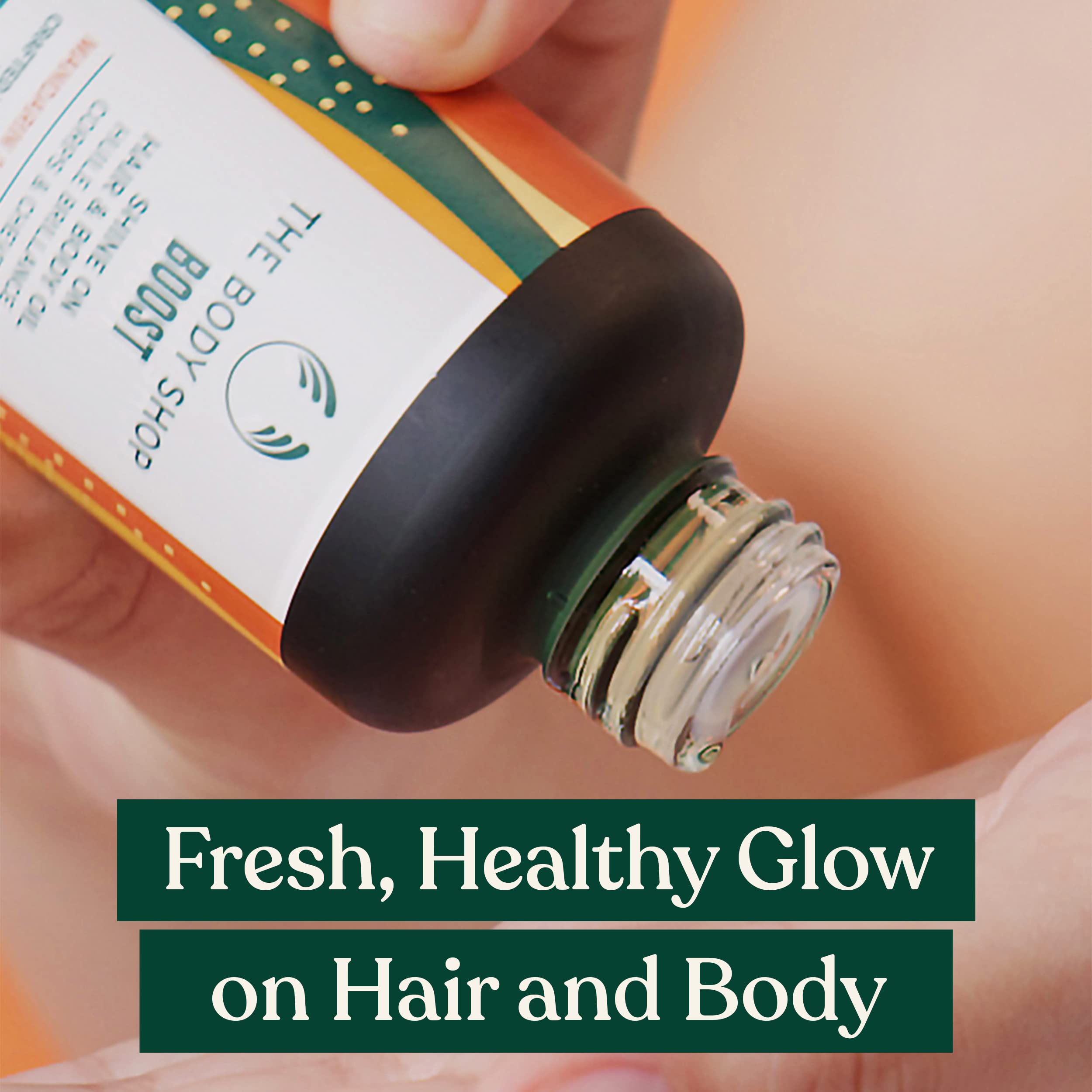 The Body Shop Boost Shine On Hair & Body Oil with Mandarin & Bergamot Essential Oils – Vegan Hair & Skin Moisturizer for Healthy Glow – 3.3oz – Perfect for Dry Hair Treatment & Body Hydration After Shower