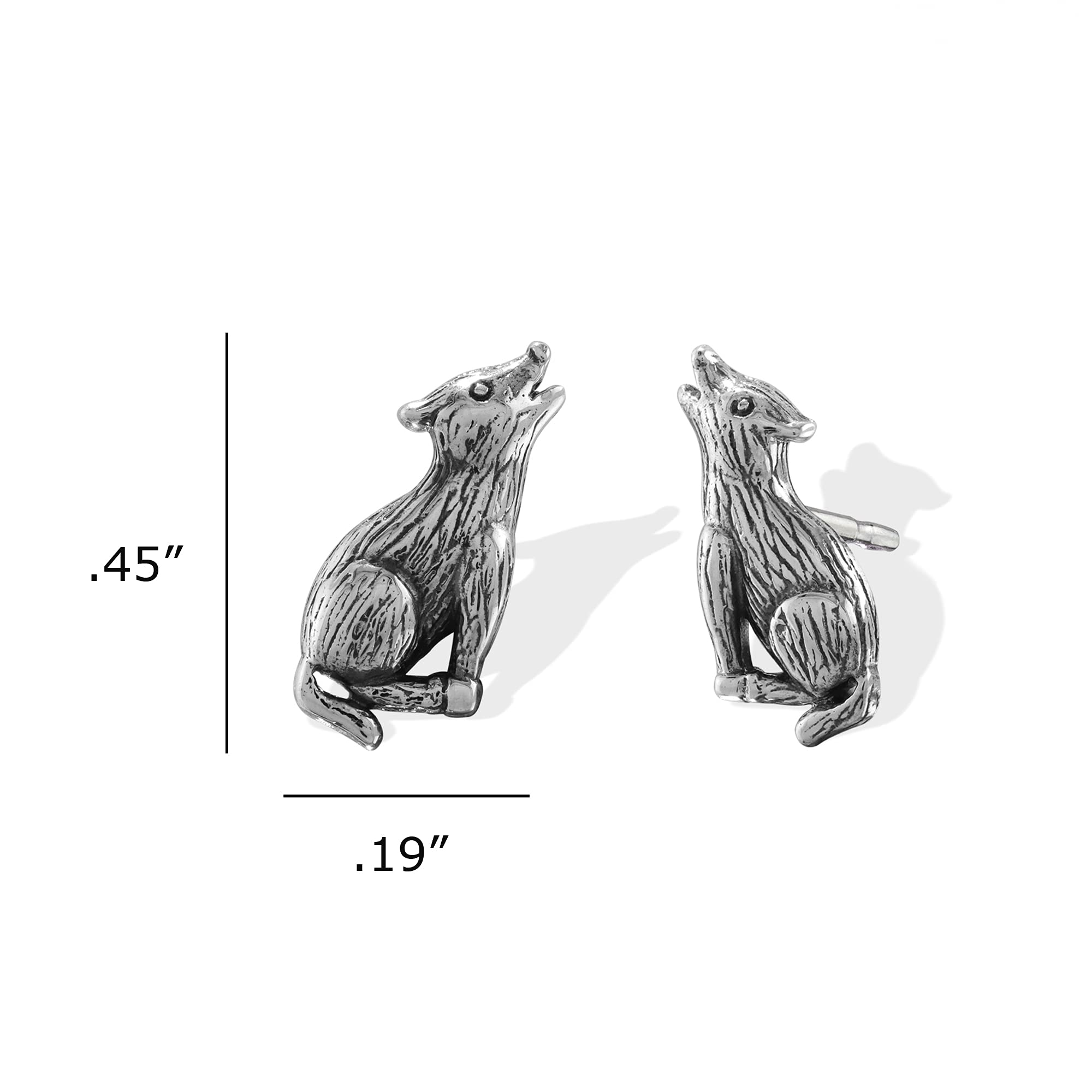 Sterling Silver Howling Wolf Stud Earrings for Women | Boma Jewelry | Hypoallergenic & Tarnish-Resistant | Perfect for Everyday Wear, Gifts & Boho Fashion