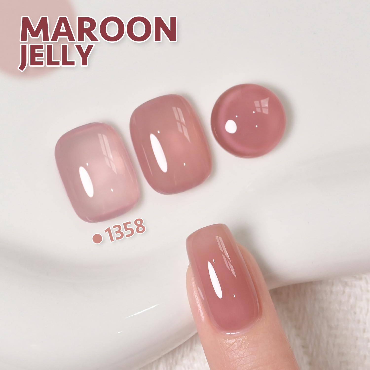 GAOY Jelly Brown White Gel Nail Polish Set - 6 Translucent Colors (Sheer Pink, Maroon) - Soak Off UV LED Light Cured Gel Polish Kit for Salon & DIY Nail Art at Home - Perfect for Manicures, Pedicures, French Tips & Nail Extensions